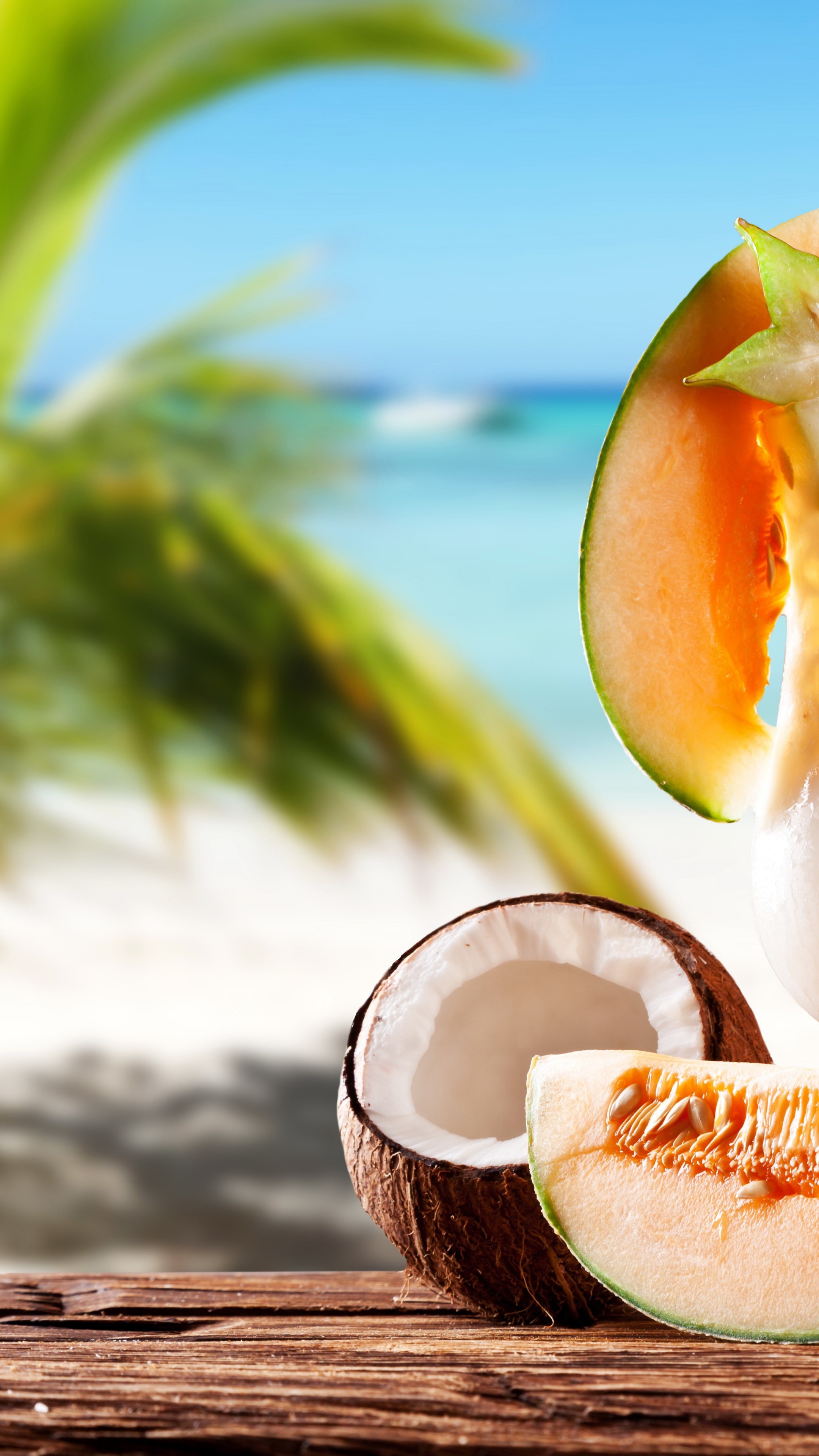 Coconut: Summer, Fruit, Melon, The only living species of the genus Cocos. 2160x3840 4K Background.