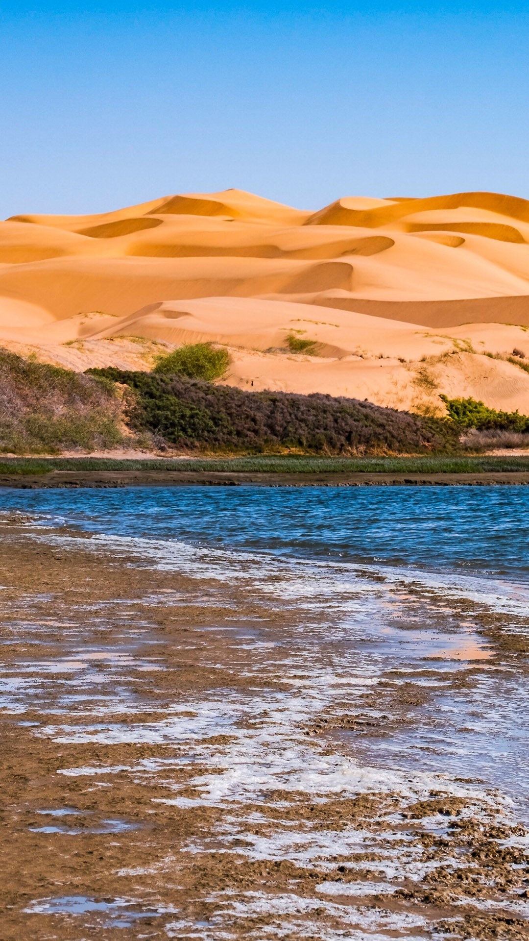 Sandwich Harbour, Namib Naukluft National Park, Lagoon and dunes, Coastal wonder, 1080x1920 Full HD Phone