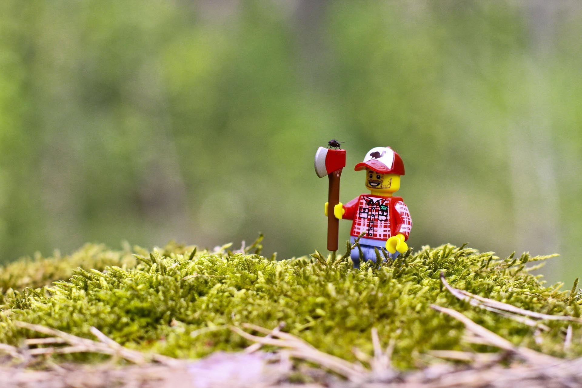 Lumberjack: Lego Woodsman, A gentleman who earns his living by felling trees, Felling ax. 1920x1280 HD Background.