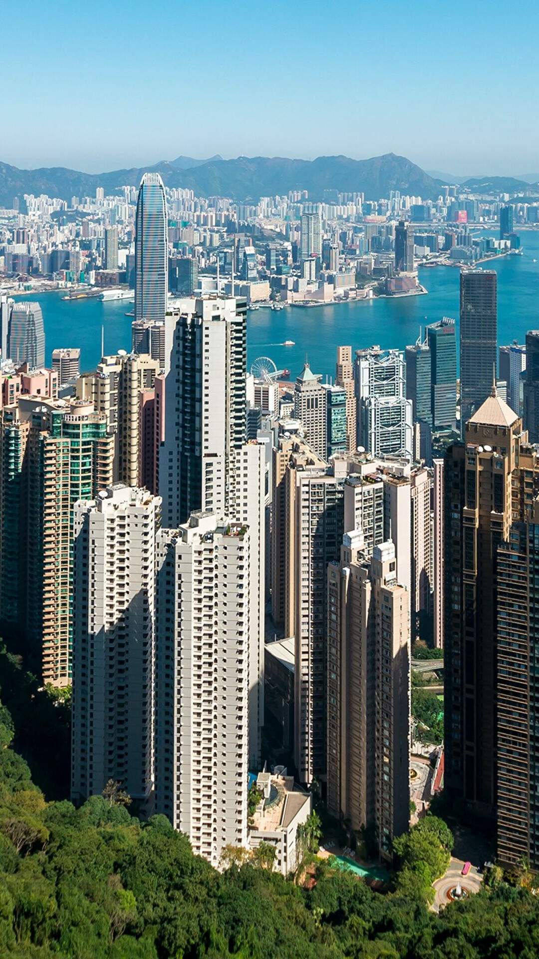 Hong Kong: Victoria Peak, Viewpoint, Cityscape. 1080x1920 Full HD Wallpaper.