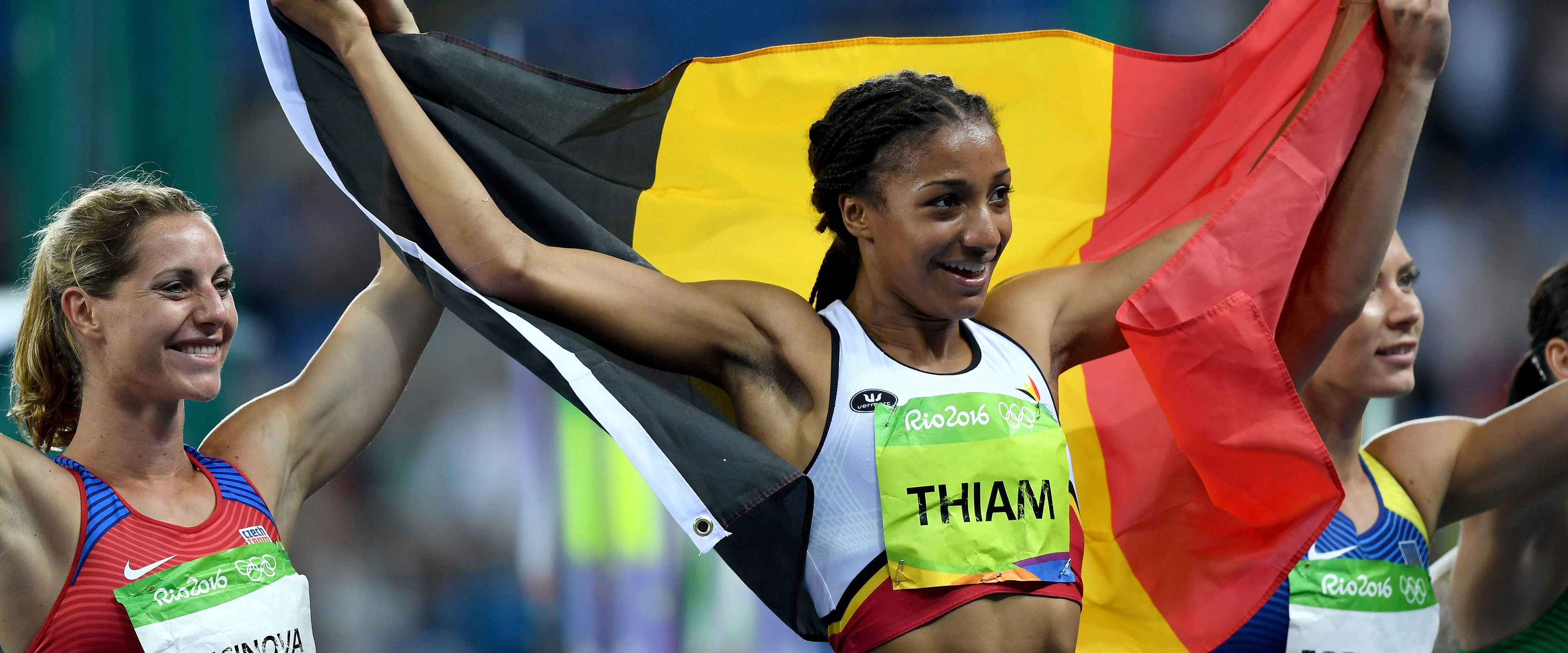 Nafissatou Thiam, Free image download, Sports inspiration, Belgian athlete, 3840x1600 Dual Screen Desktop