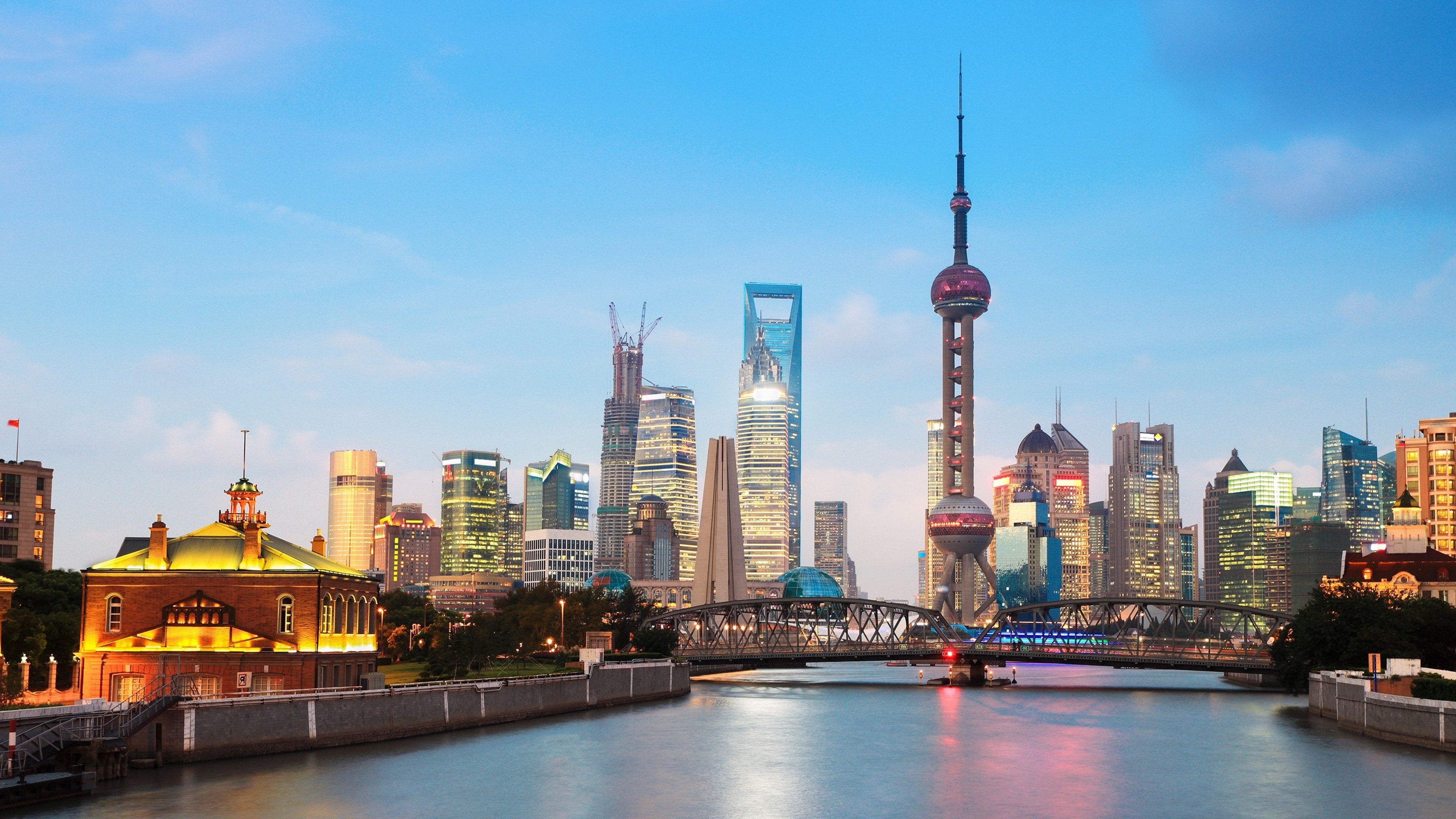 Shanghai Skyline, Cityscape, 4K wallpapers, Urban buildings, 3840x2160 4K Desktop