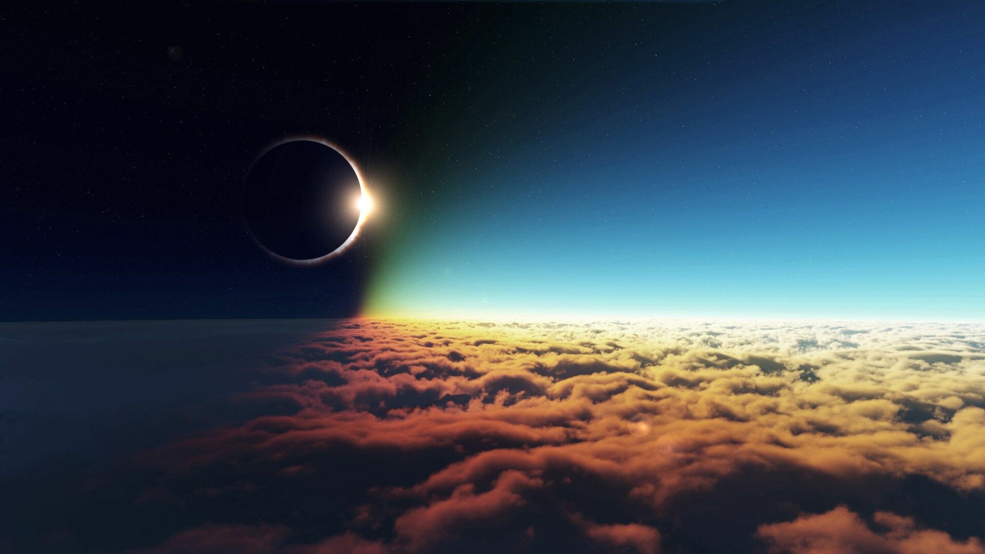 Above the clouds, Solar Eclipse Wallpaper, 1920x1080 Full HD Desktop