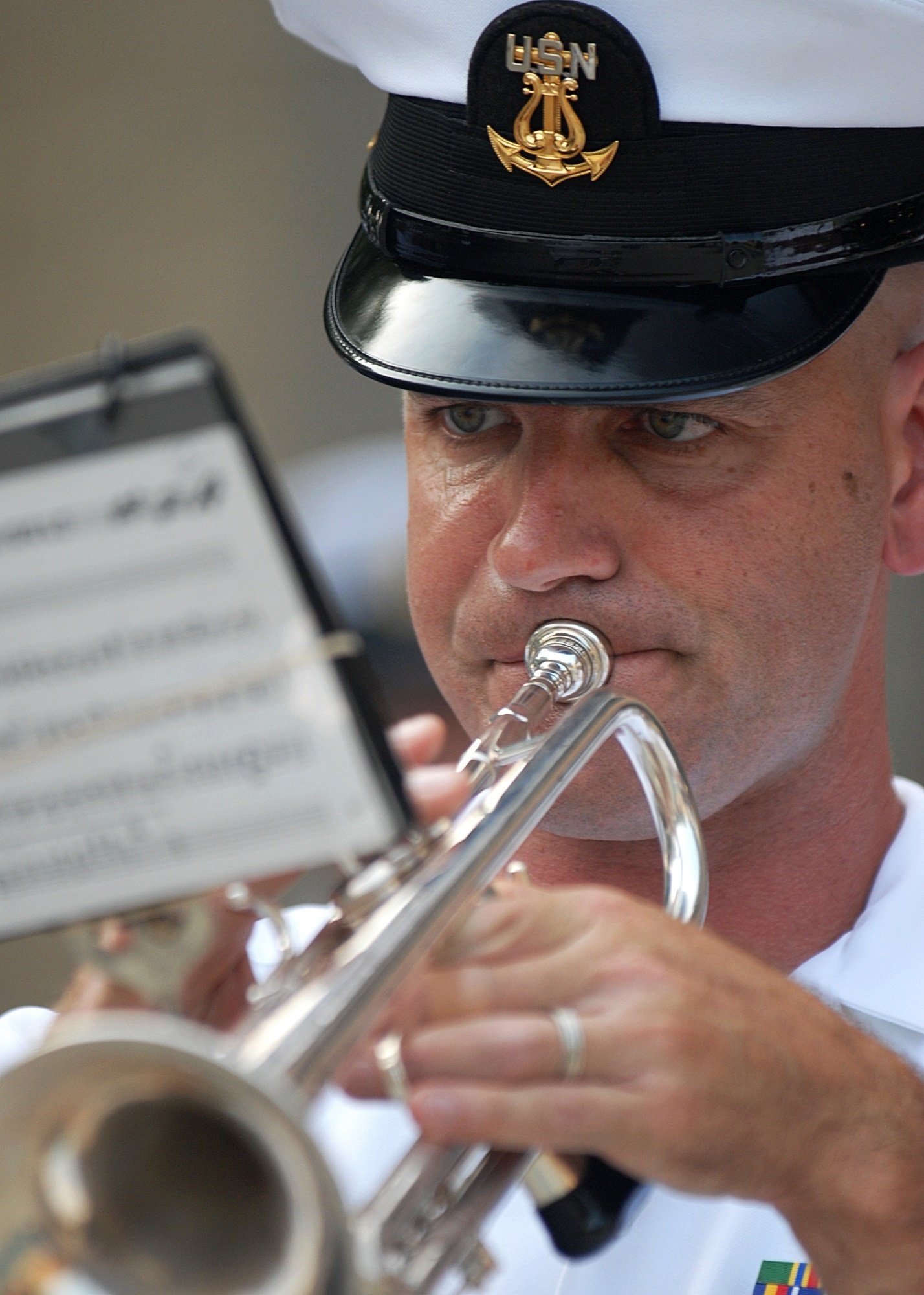 Trumpet: The U.S. Naval Academy Band, Musician 1st Class Pasquale Sarracco, Annual Navy Night, Baysox, 2010. 1430x2000 HD Wallpaper.