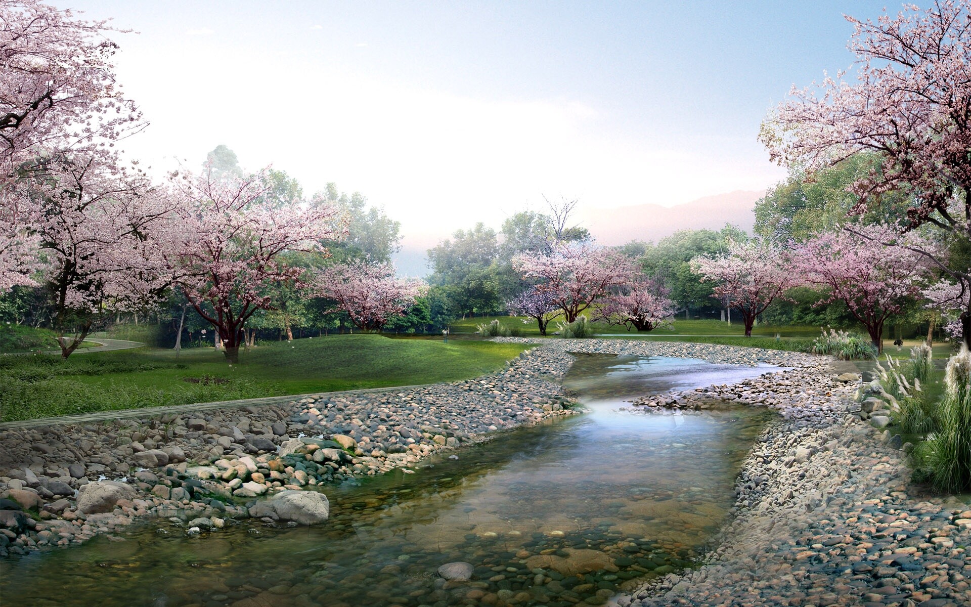 Spring: Days become longer and weather gets warmer in the temperate zone. 1920x1200 HD Wallpaper.