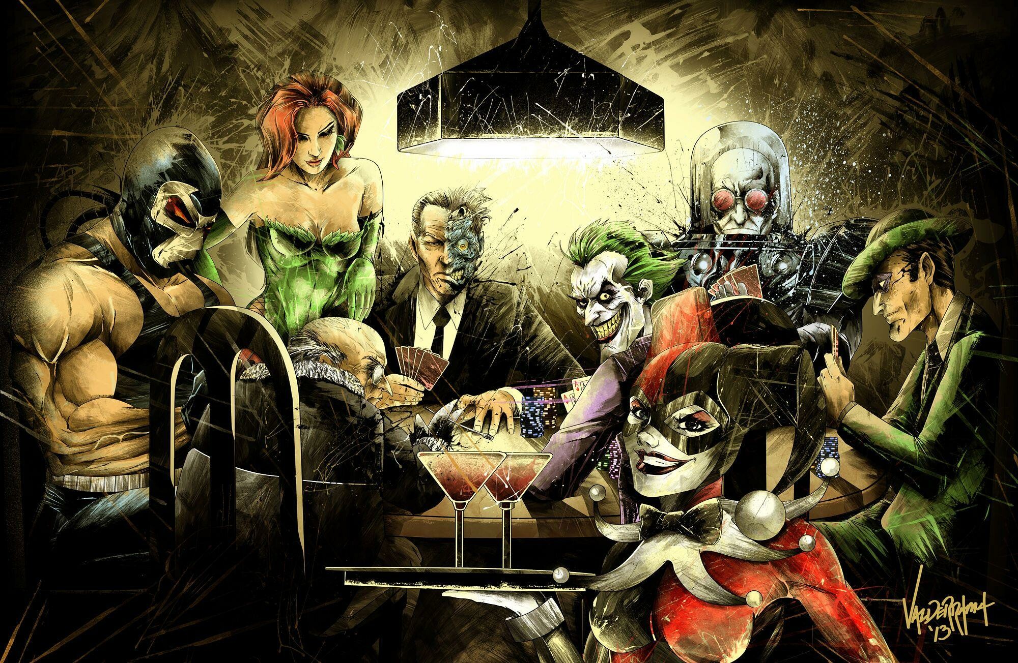 DC Villain: The Joker, Two-Face, Scarecrow, Poison Ivy, Ra's al Ghul. 2000x1310 HD Wallpaper.