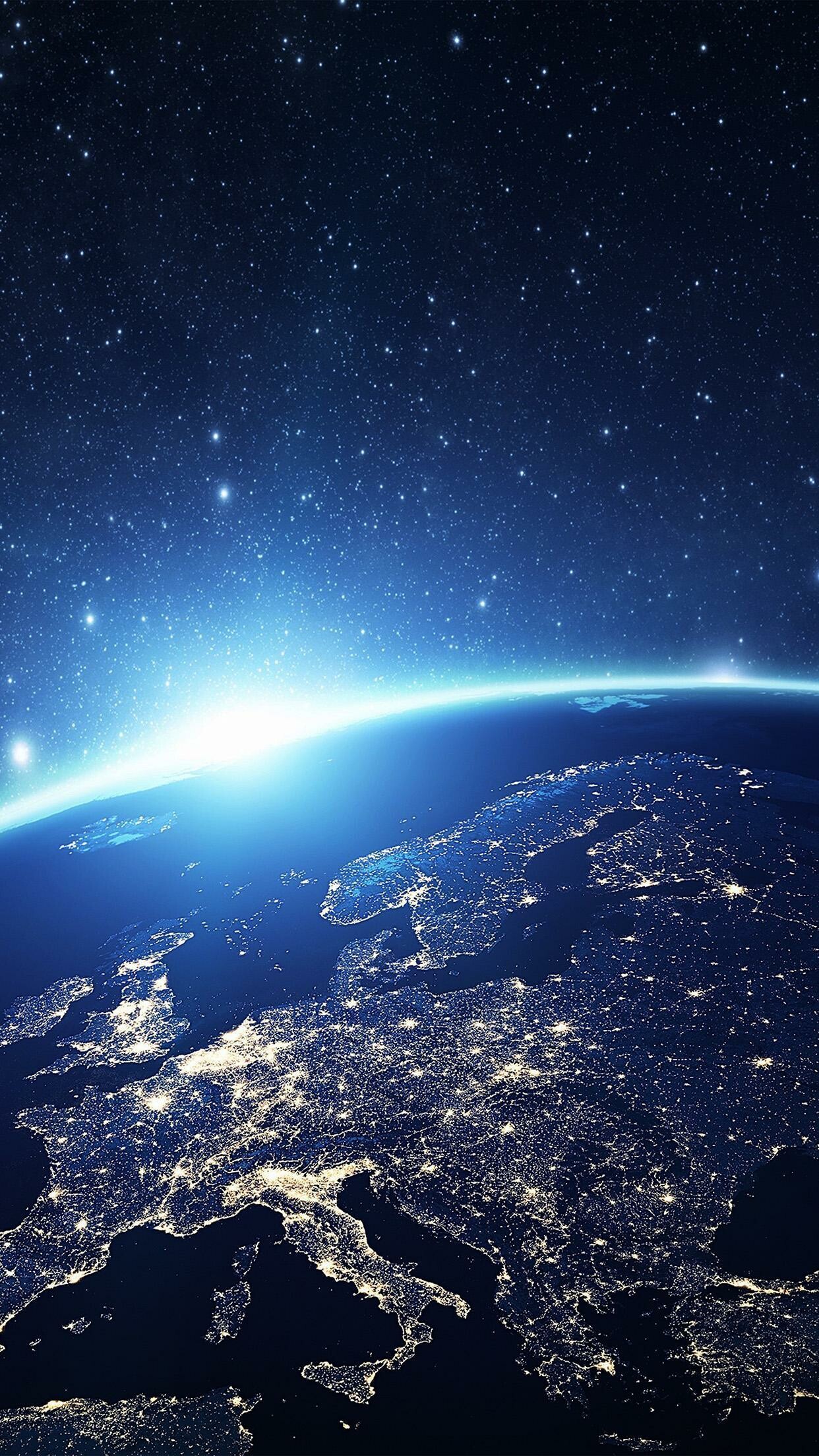 Earth: A view of Europe from space, Celestial body, Cosmos, Sun. 1250x2210 HD Background.