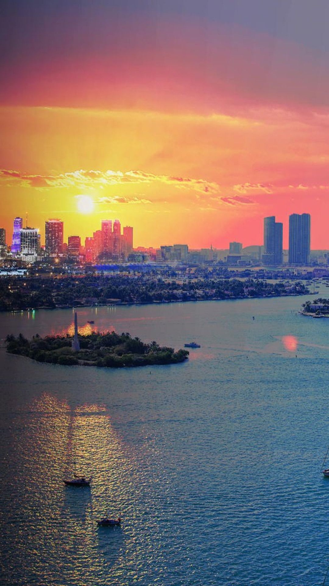 Miami Skyline, Travel destination, Vibrant cityscape, Christopher Tremblay's post, 1080x1920 Full HD Handy