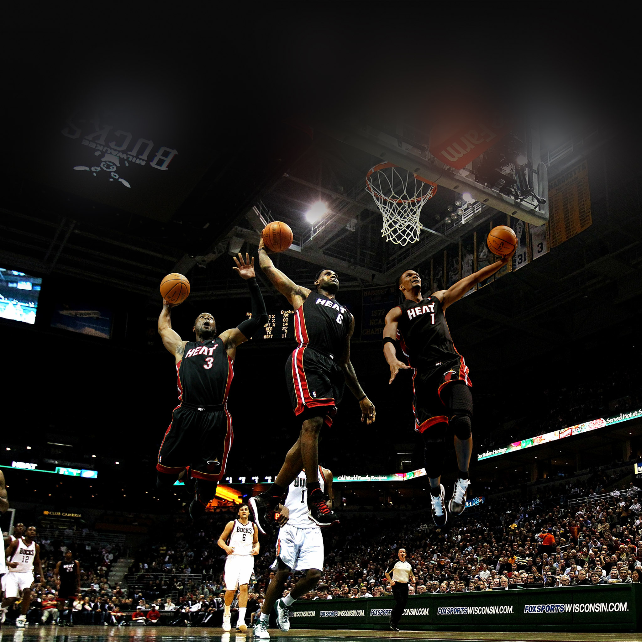 Miami Heat: LeBron James, Chris Bosh, Dwyane Wade, The "Big Three". 2050x2050 HD Wallpaper.