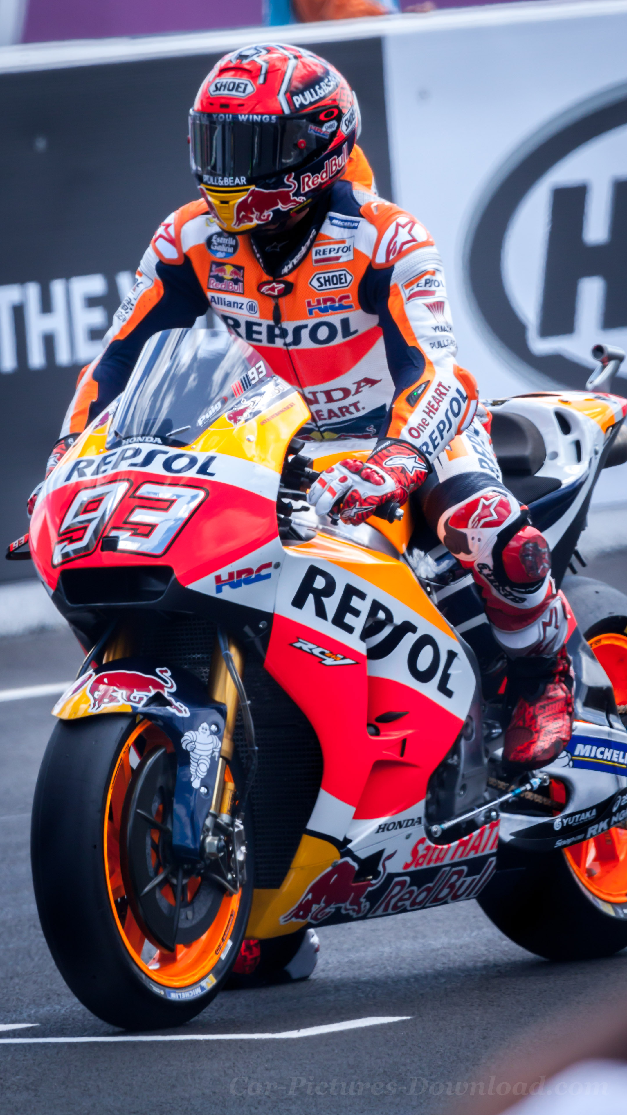 Motorcycle Racing: Starting Position, Superbike, Checking All Systems, Honda Superbike. 2160x3840 4K Background.
