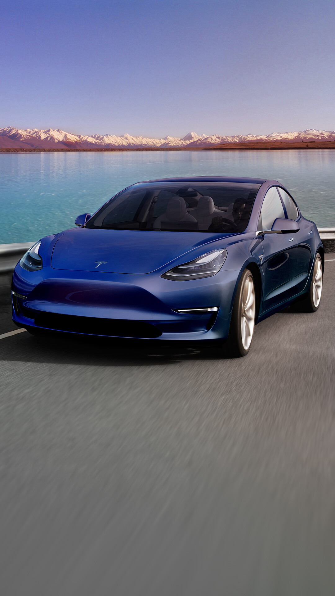 Tesla Model Y: A battery electric compact crossover manufactured by American company. 1080x1920 Full HD Background.