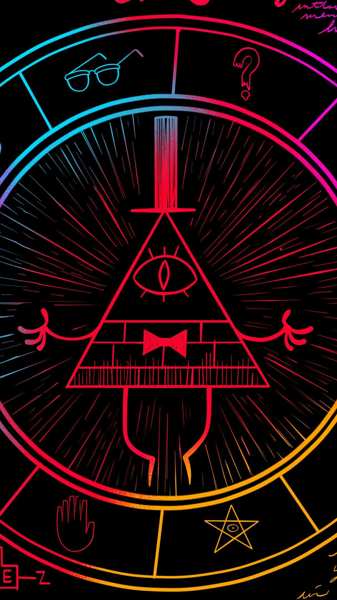 Gravity Falls: Bill Cipher, An interdimensional demon that can be summoned and released into a person's mind. 1080x1920 Full HD Background.
