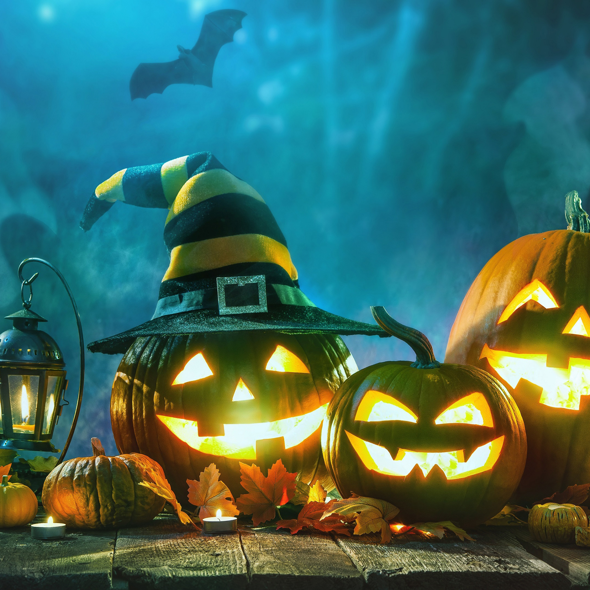Halloween pumpkins, 4K haunted wallpapers, Spooky designs, 2050x2050 HD Phone