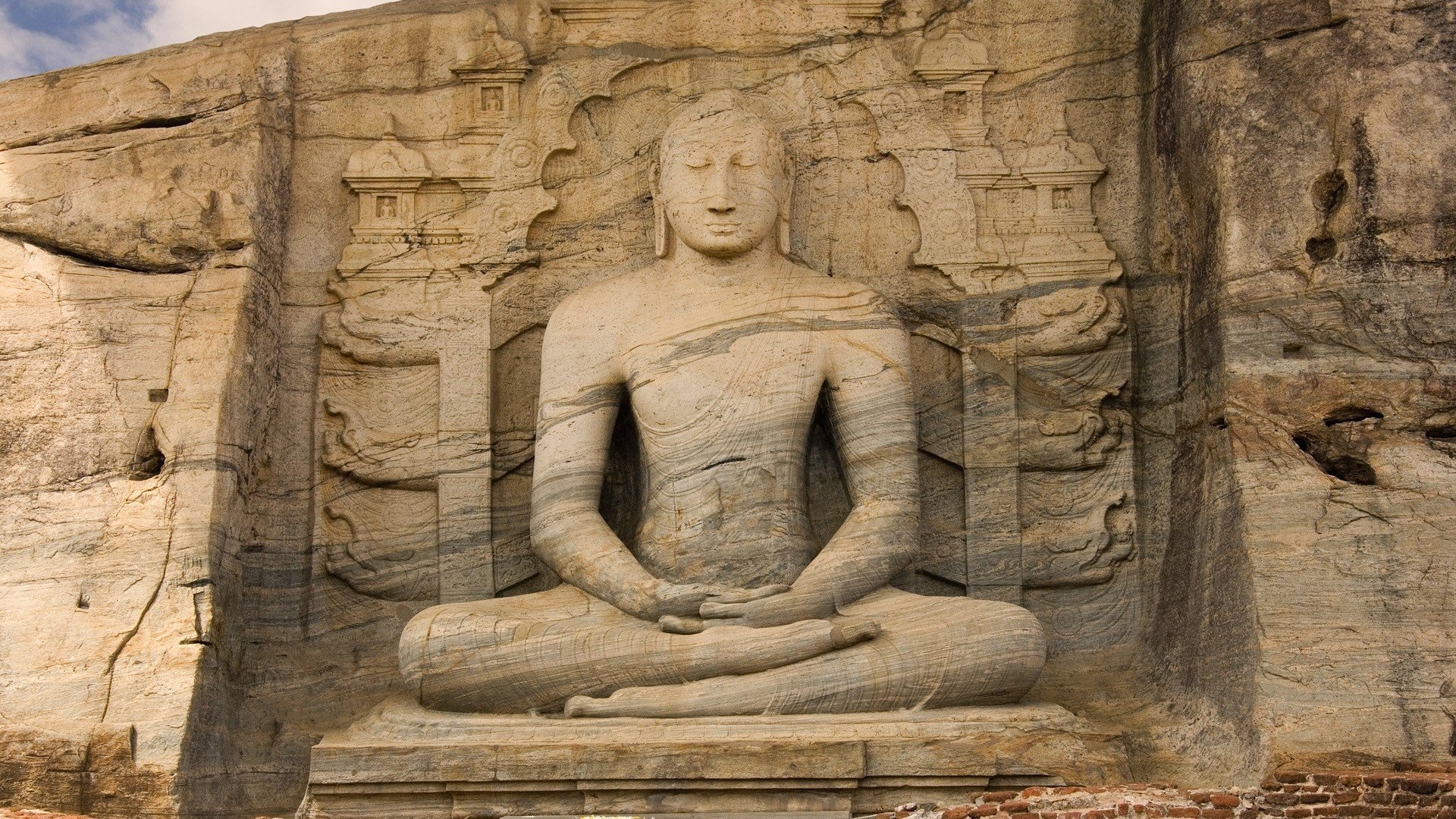 Buddha statues, Serenity of Sri Lanka, Spiritual tranquility, Ancient artifacts, 1920x1080 Full HD Desktop