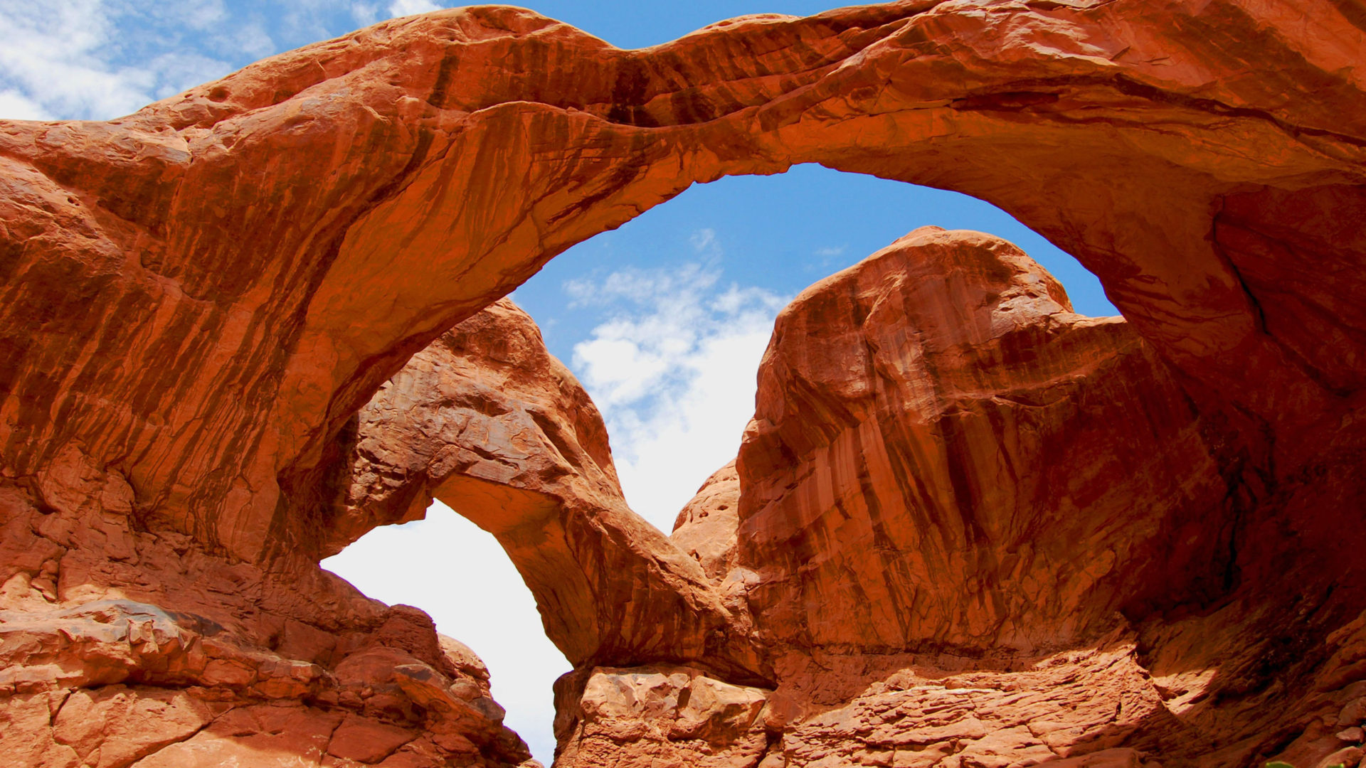 Utah: Double Arch, Arches National Park, Southern Grand County. 1920x1080 Full HD Background.