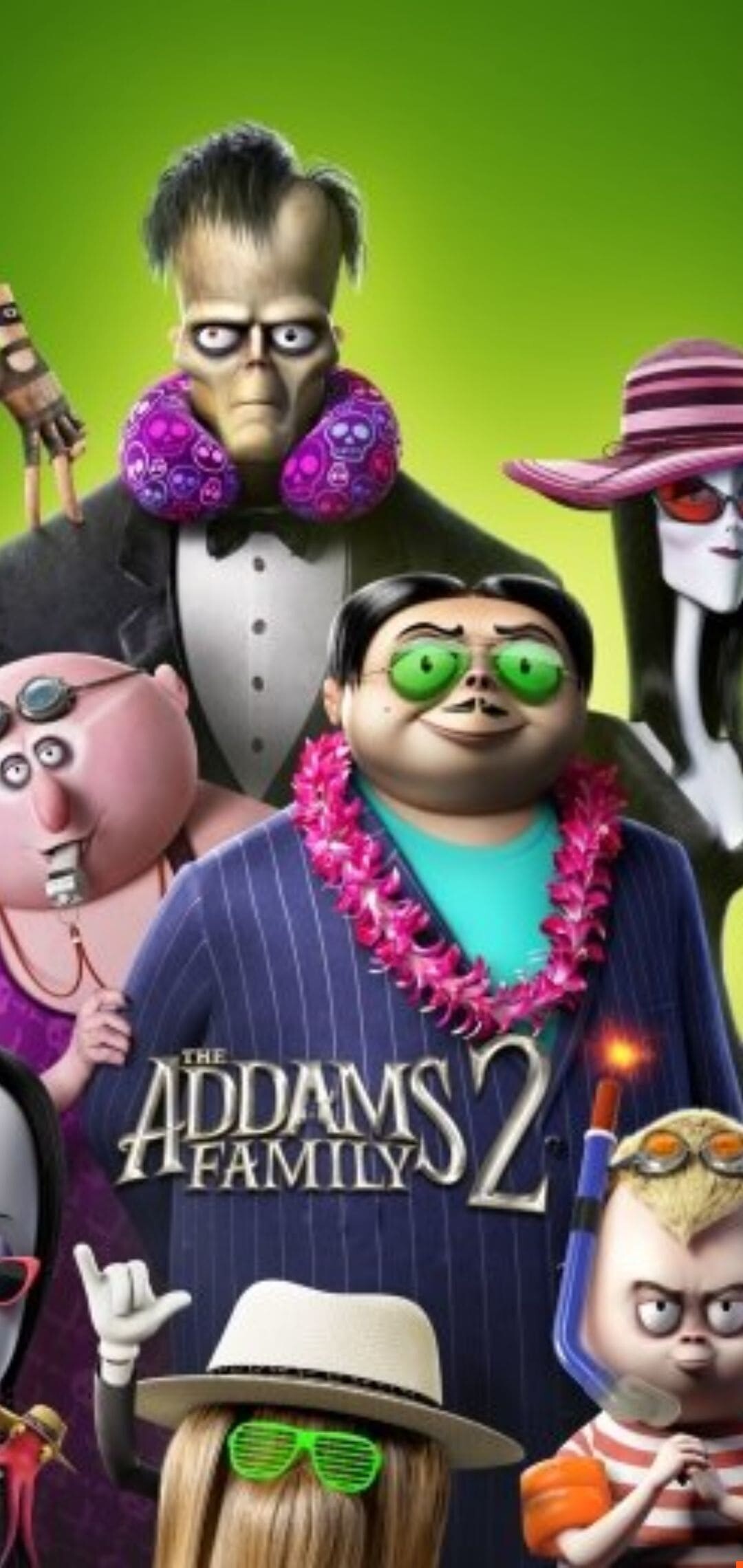 The Addams Family 2: An animated film featuring creepy family, A sequel to the 2019 film. 1080x2280 HD Background.