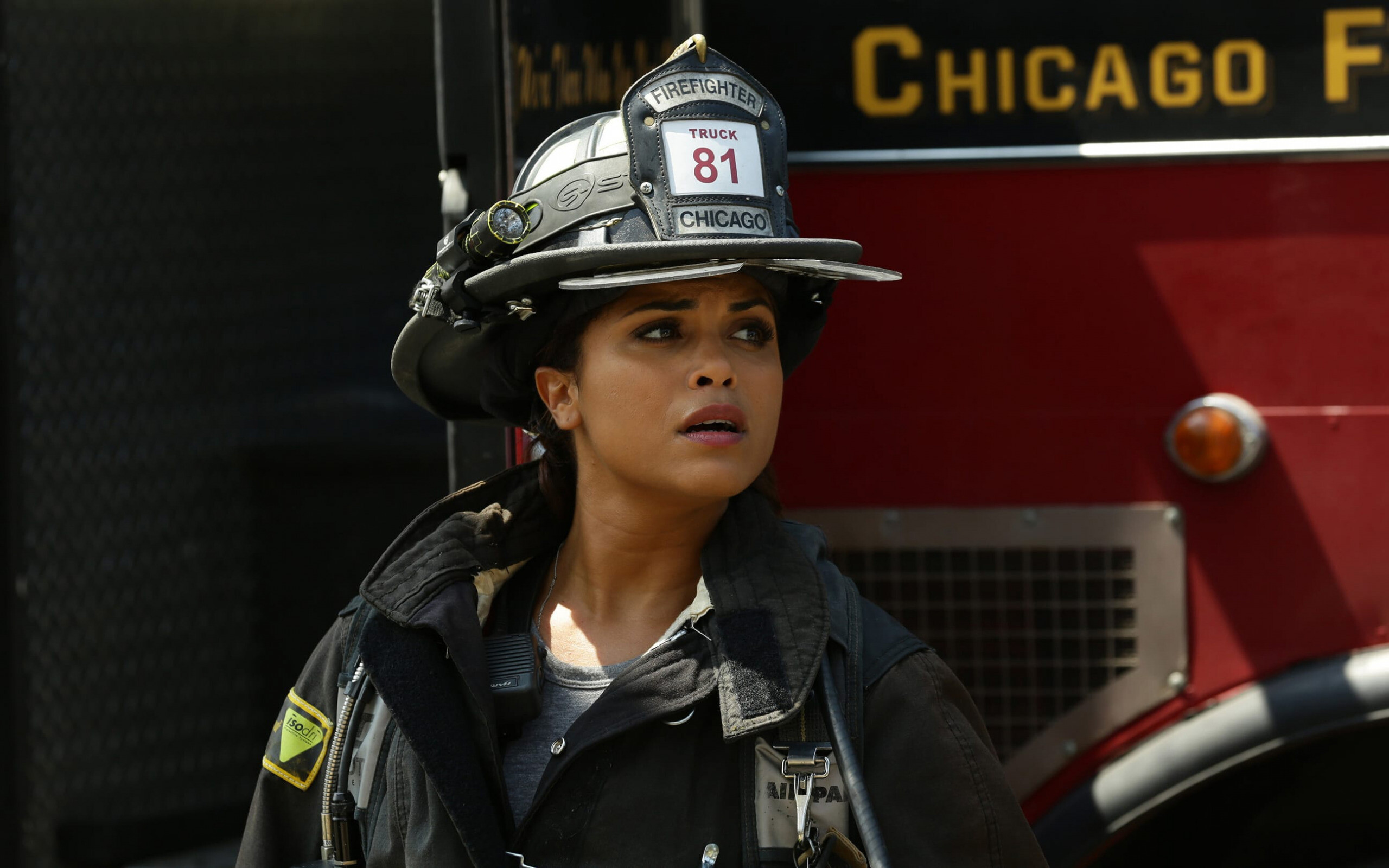 Chicago Fire (TV Series): Monica Raymund, Paramedic in Charge, Gabriela "Gabby" Dawson, Ambulance 6, Fire academy. 2560x1600 HD Background.