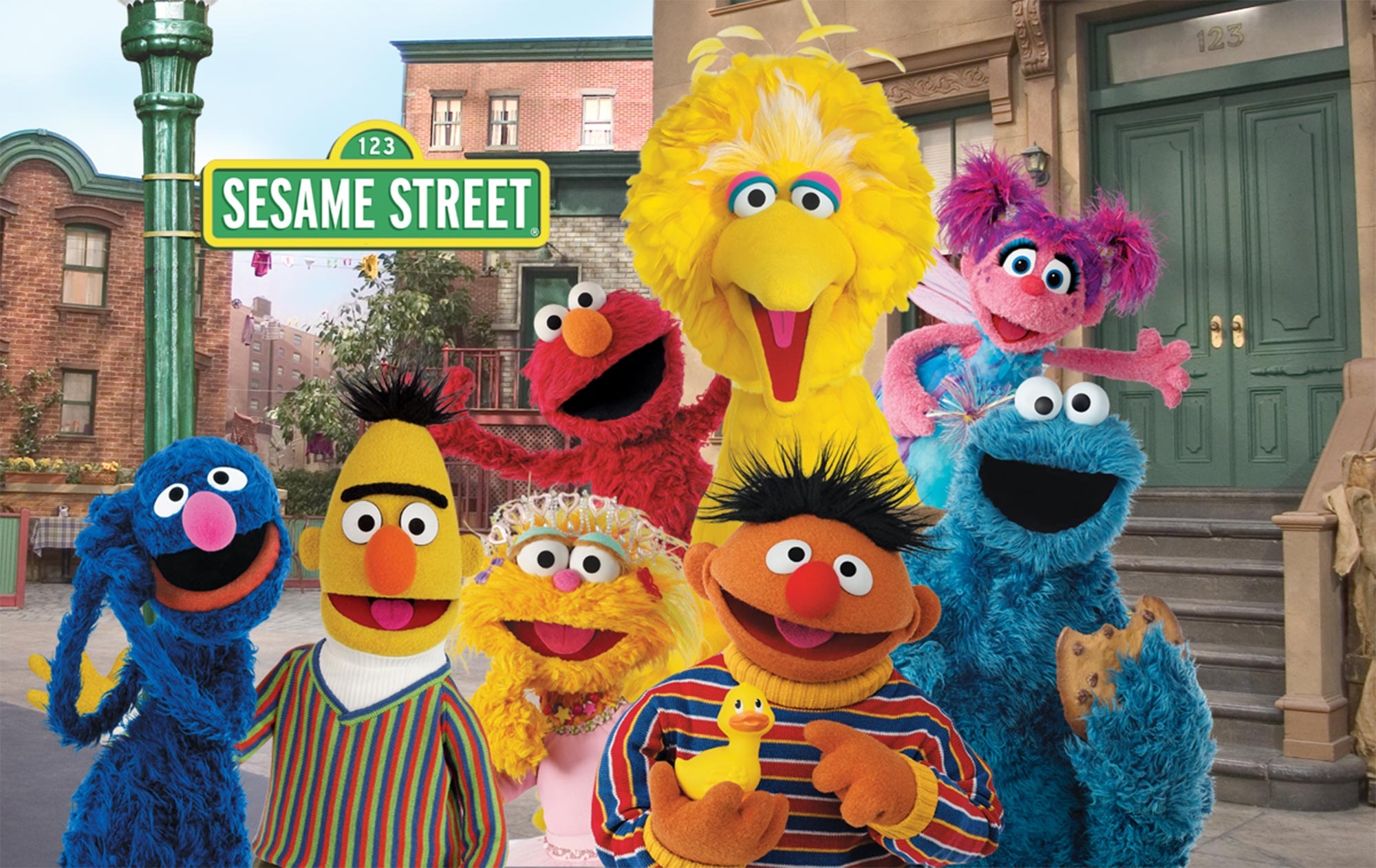 Sesame Street: Elmo, Big Bird, Cookie Monster, Ernie, Bert, The muppets, The puppet characters. 2000x1270 HD Wallpaper.