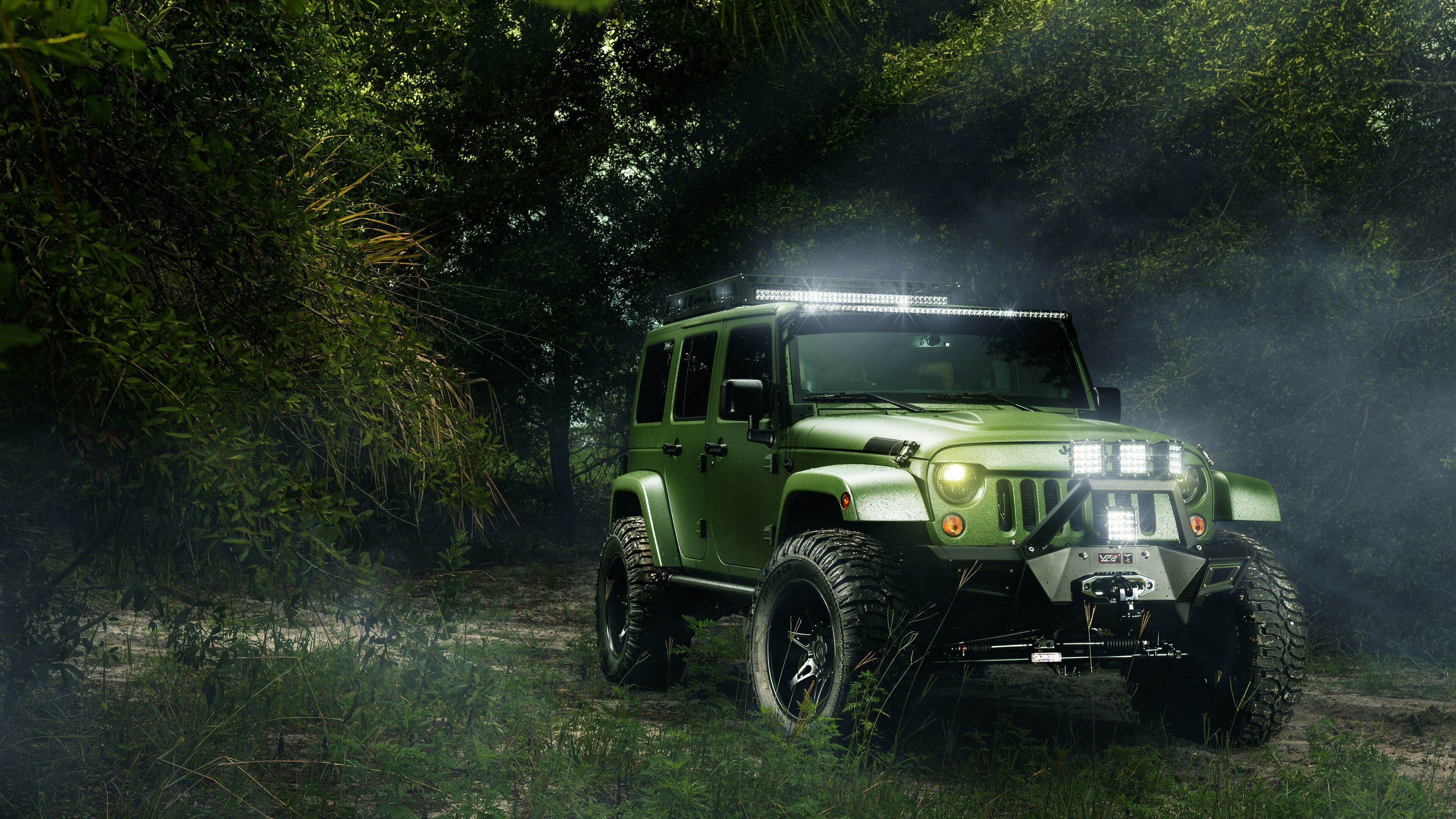 Jeep: Wrangler, A cross-country vehicle manufactured by the American company Chrysler. 3840x2160 4K Background.