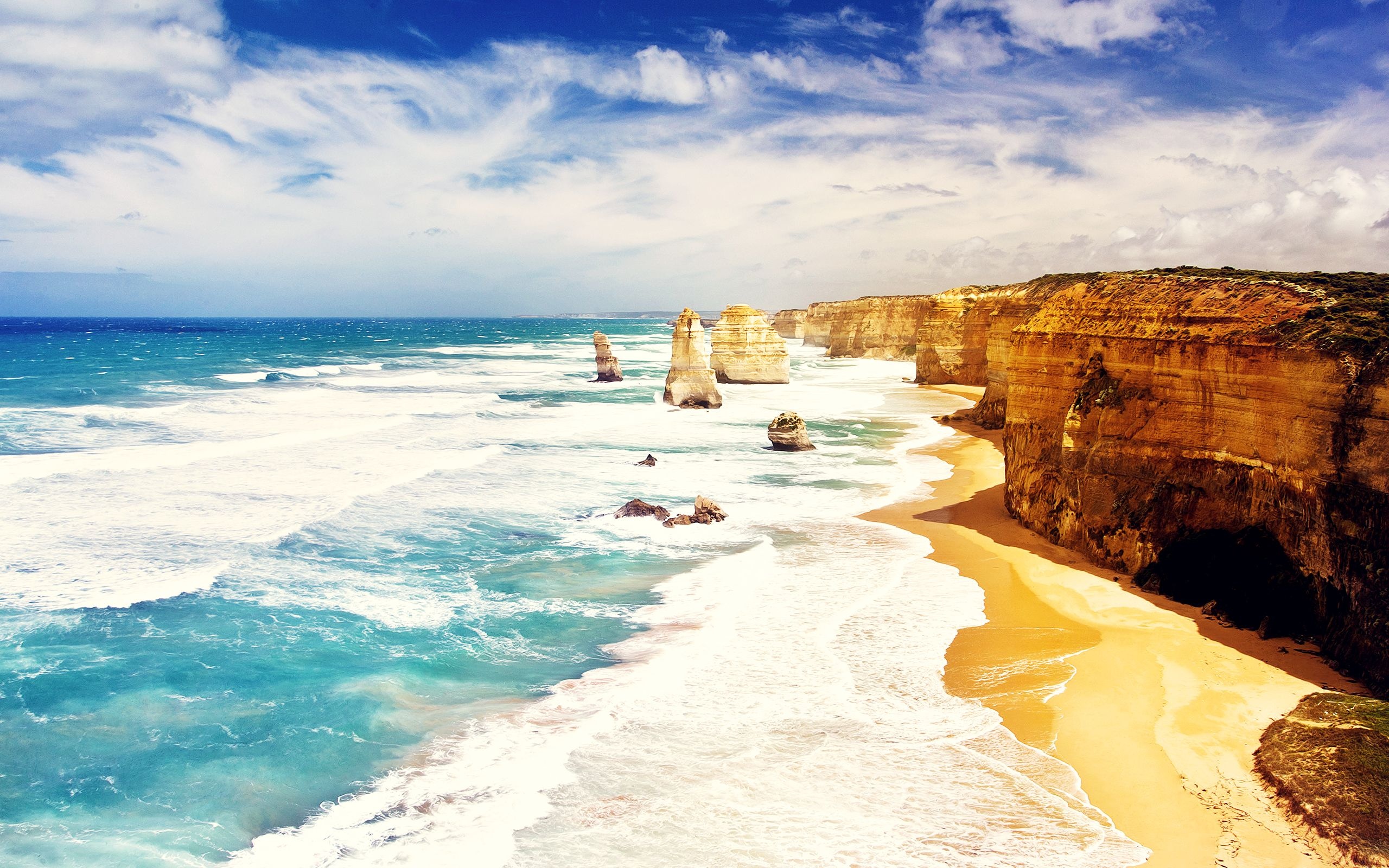 Twelve Apostles, Beach wallpaper, Australia pictures, Coastal beauty, 2560x1600 HD Desktop