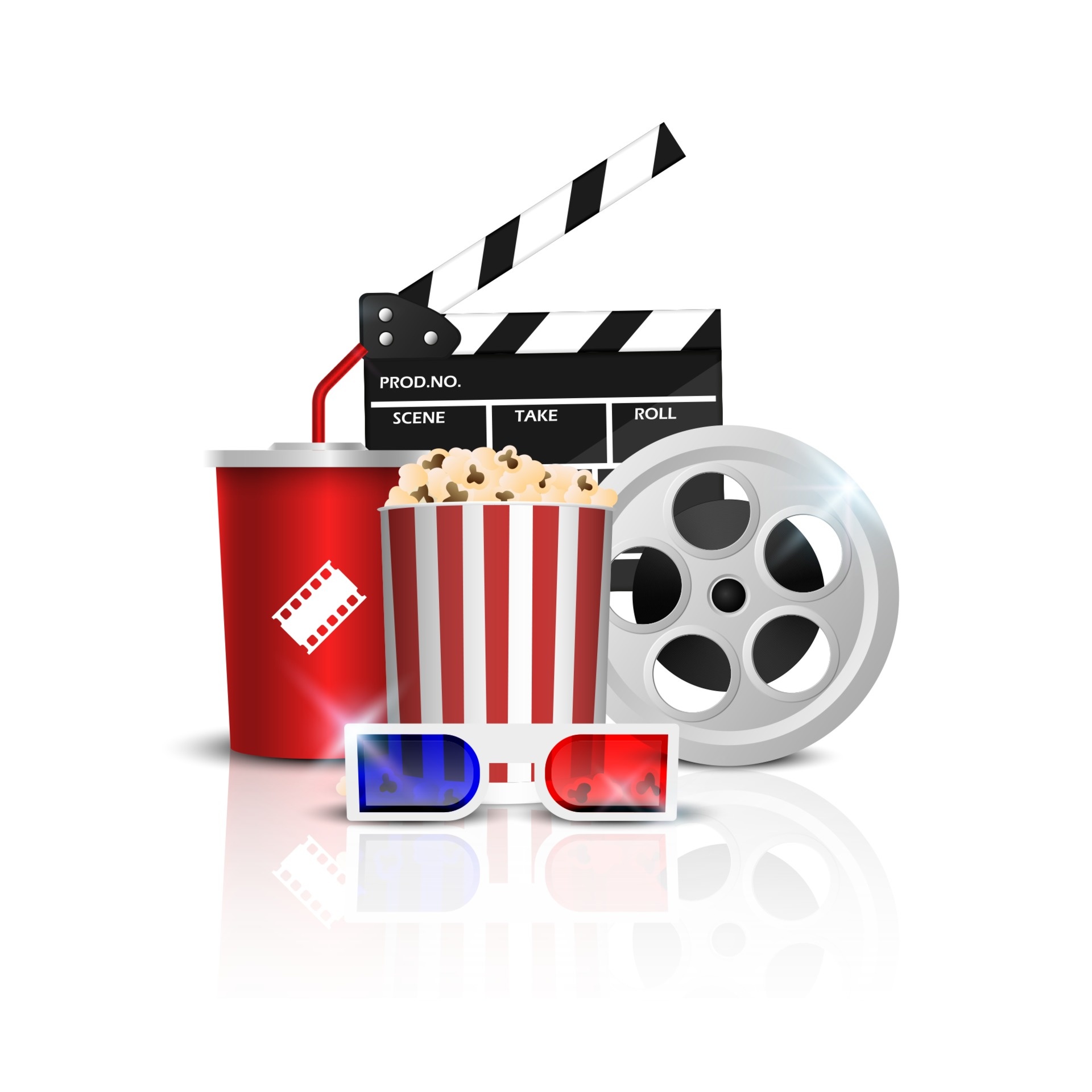 Cinema background concept, Movie theater object, Isolated on white background, Vector illustration, 1920x1920 HD Phone