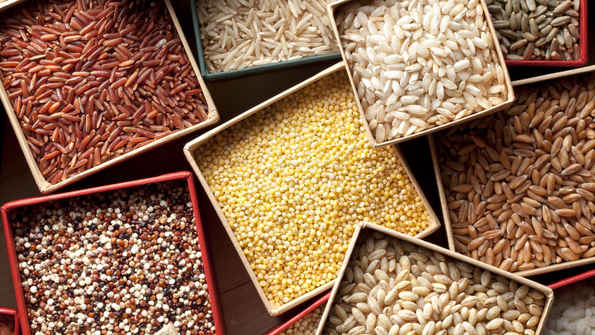 Common types of grains, Whole grains, Healthy food, Real Simple, 2000x1130 HD Desktop