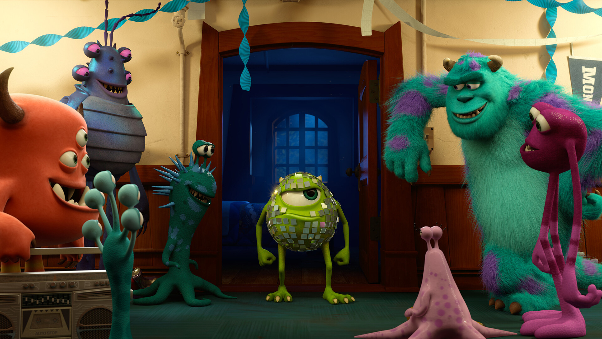 Monsters, Inc.: The 2001 animated classic 'Monster, Inc', One of the most cherished releases from Pixar. 1920x1080 Full HD Background.