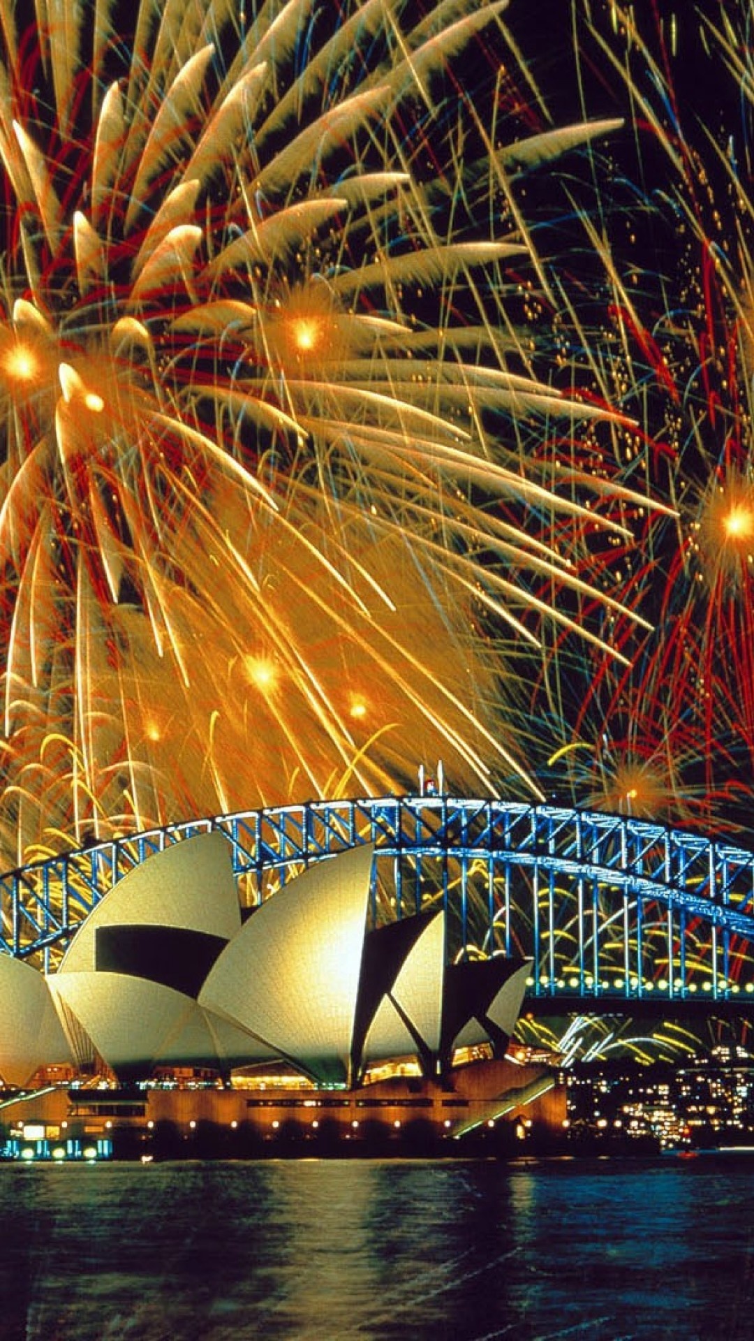 Feuerwerk auf der Sydney Harbour Bridge, 1080x1920 Full HD Handy