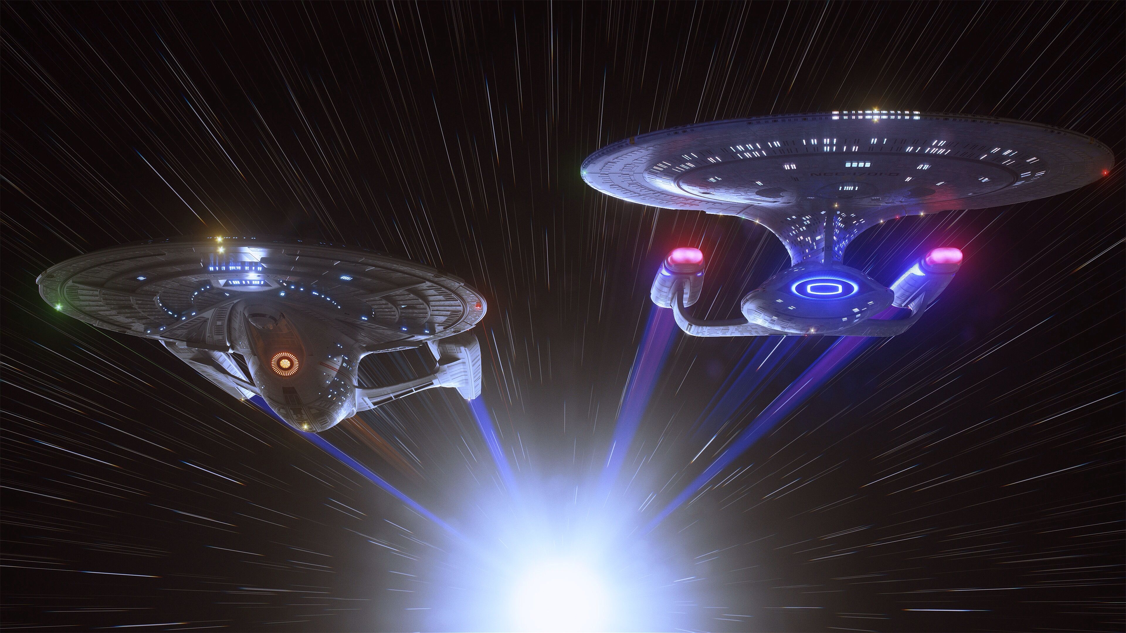 Sovereign Galaxy, Star Trek ships, Stunning visuals, Space exploration, 3840x2160 4K Desktop