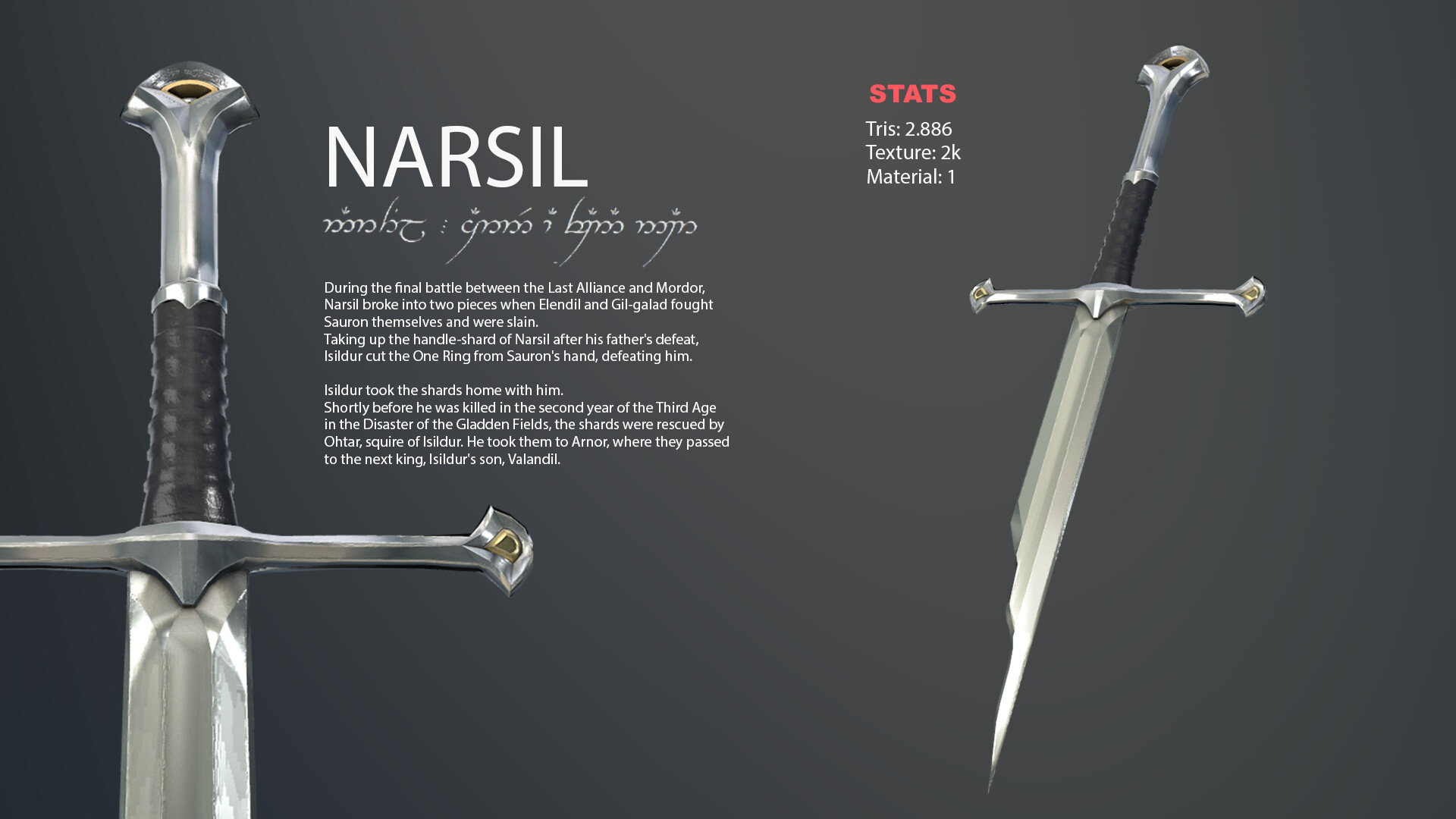 Narsil Sword, Michael Ruthner's artwork, Detailed craftsmanship, Sword of legends, 1920x1080 Full HD Desktop