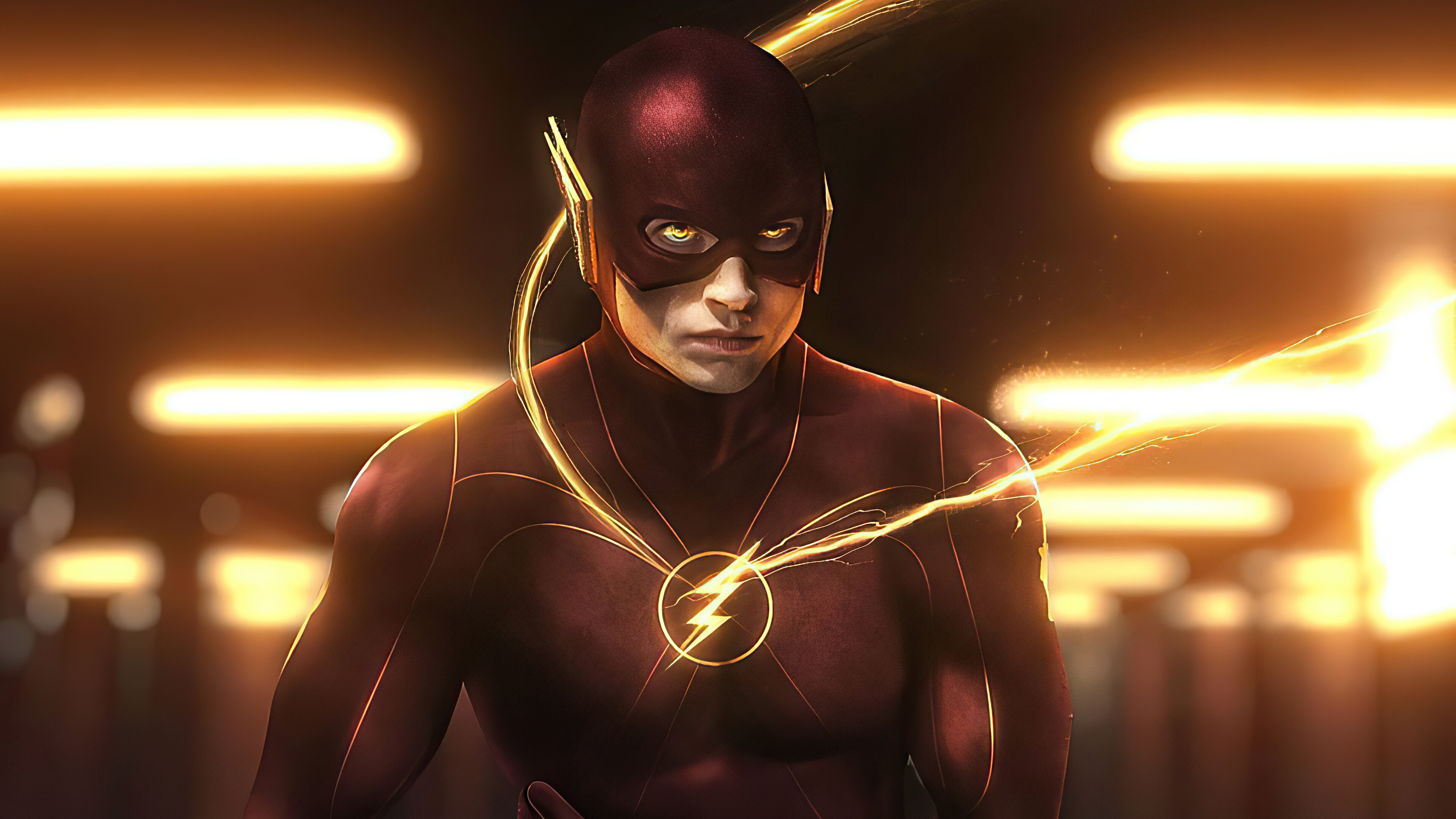 Flash (DC): Barry Allen, Got his powers solely from a bolt of lightning and the being splashed with chemicals. 3840x2160 4K Wallpaper.