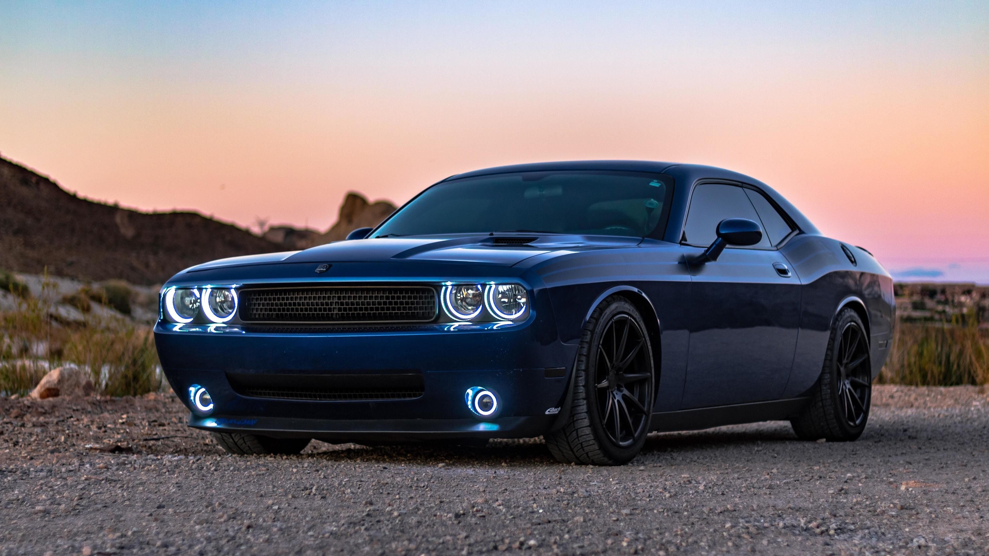 Dodge Challenger, Blue muscle car, HD wallpapers, Challenger pride, 3840x2160 4K Desktop