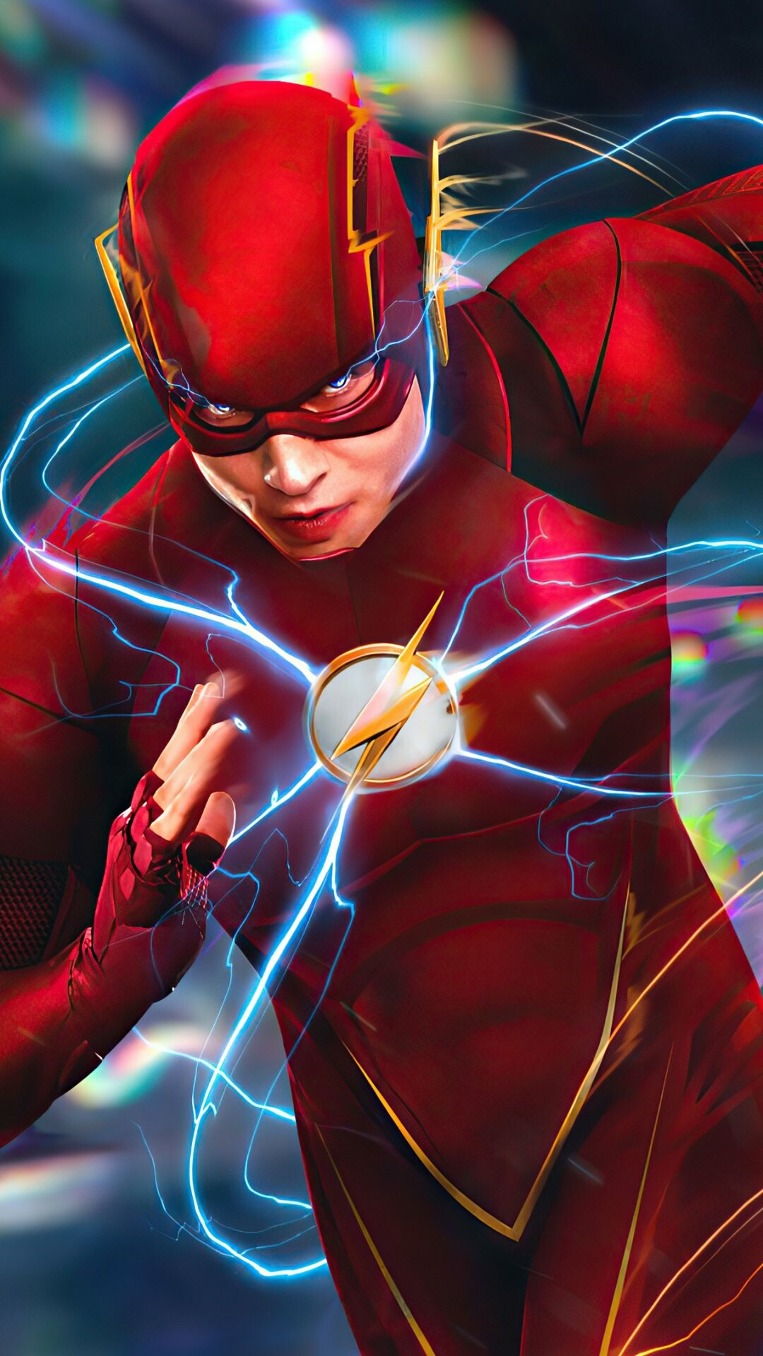 Flash (DC): Barry Allen gained super-human speed after the explosion of the S.T.A.R. Labs' particle accelerator. 1080x1920 Full HD Background.