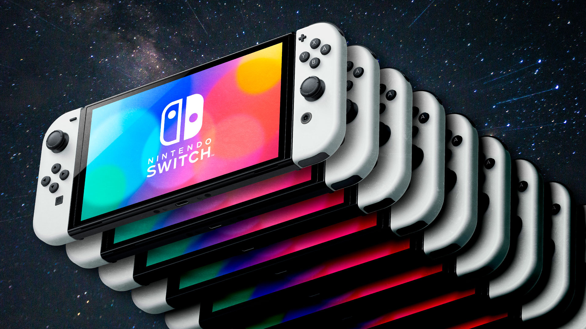 Nintendo: Switch OLED, The third model in the Switch line, Launched on October 8, 2021. 1920x1080 Full HD Wallpaper.
