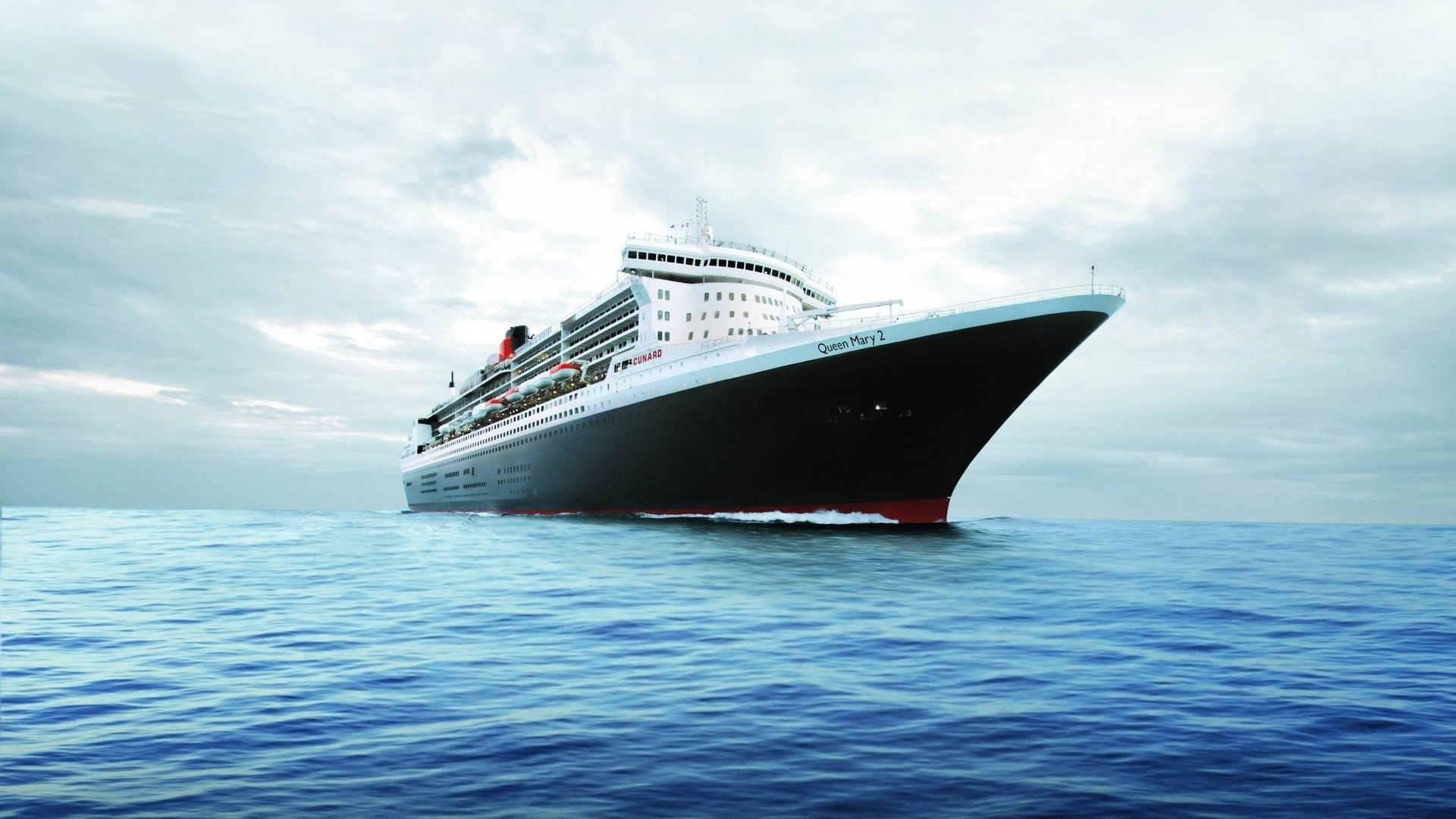 Ship: Cruise liner, Queen Mary 2, A seagoing vessel, Ferry. 1920x1080 Full HD Wallpaper.