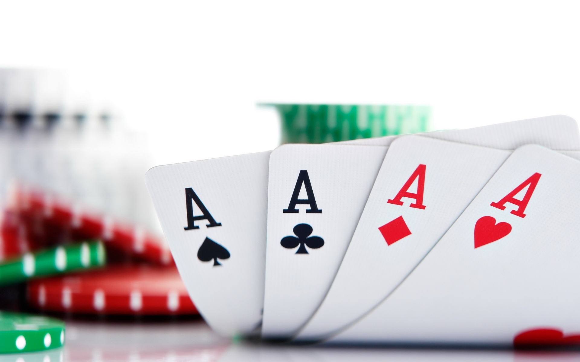 Poker: The most valued hands, Texas Hold'em, The combination of 4 poker aces. 1920x1200 HD Background.