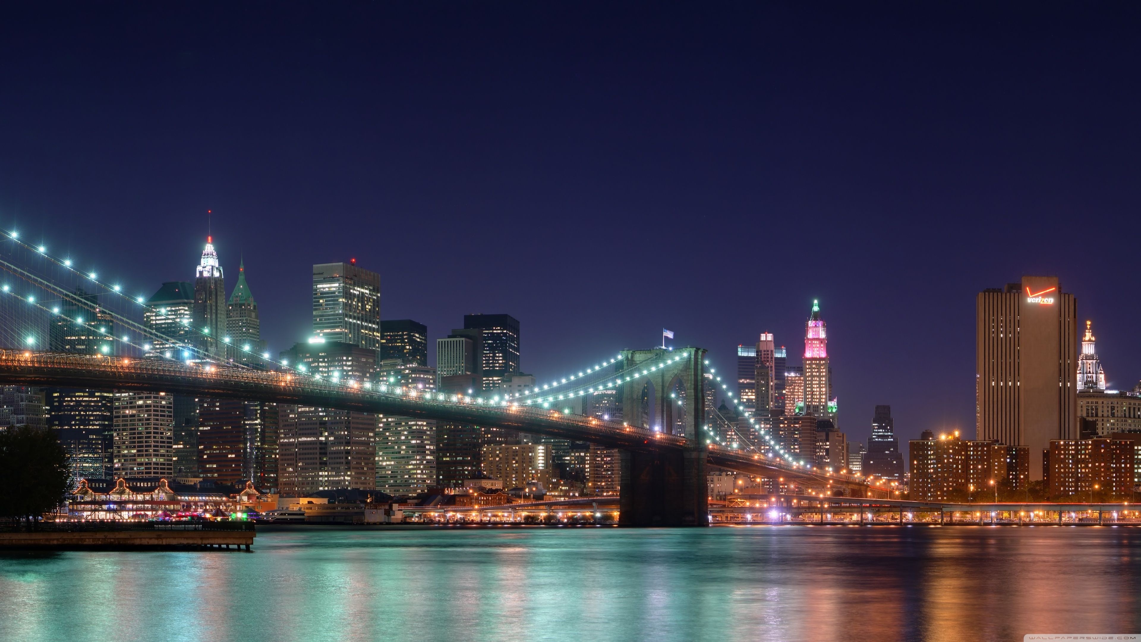 New York, Night, Travels, River, 3840x2160 4K Desktop