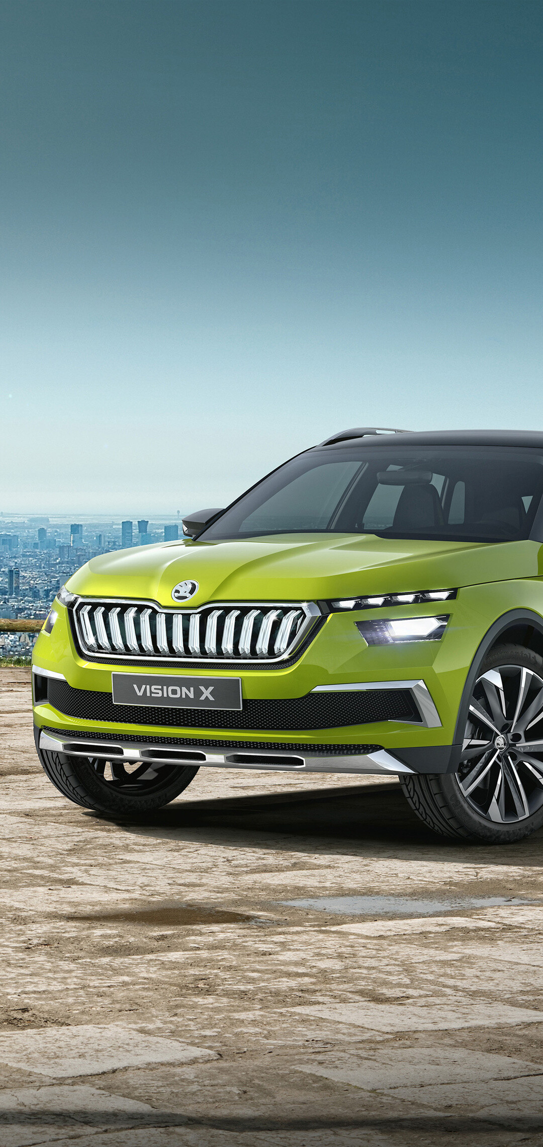 Skoda: Vision X, A clever drive mix of natural gas and recuperated electric power. 1080x2280 HD Background.