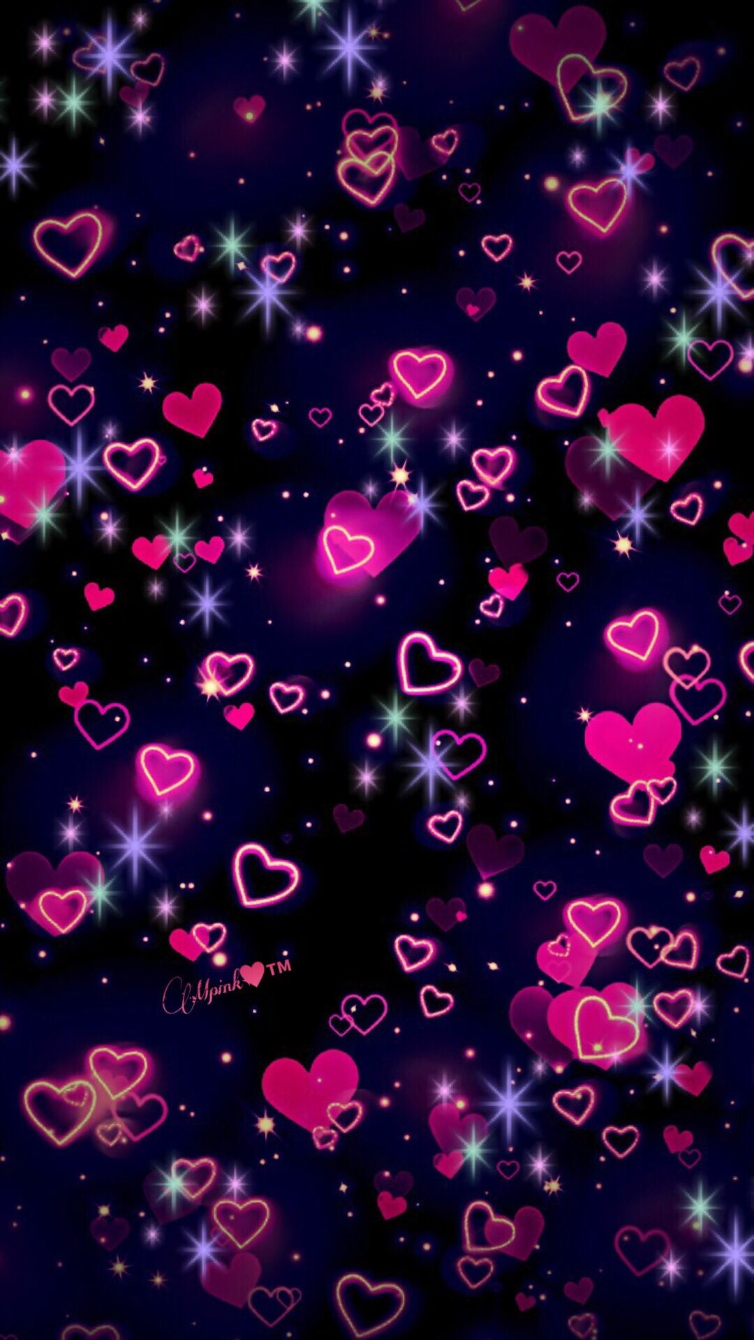 Heart: Falling hearts, Galaxy, Sparkle, Glitter. 1080x1920 Full HD Wallpaper.