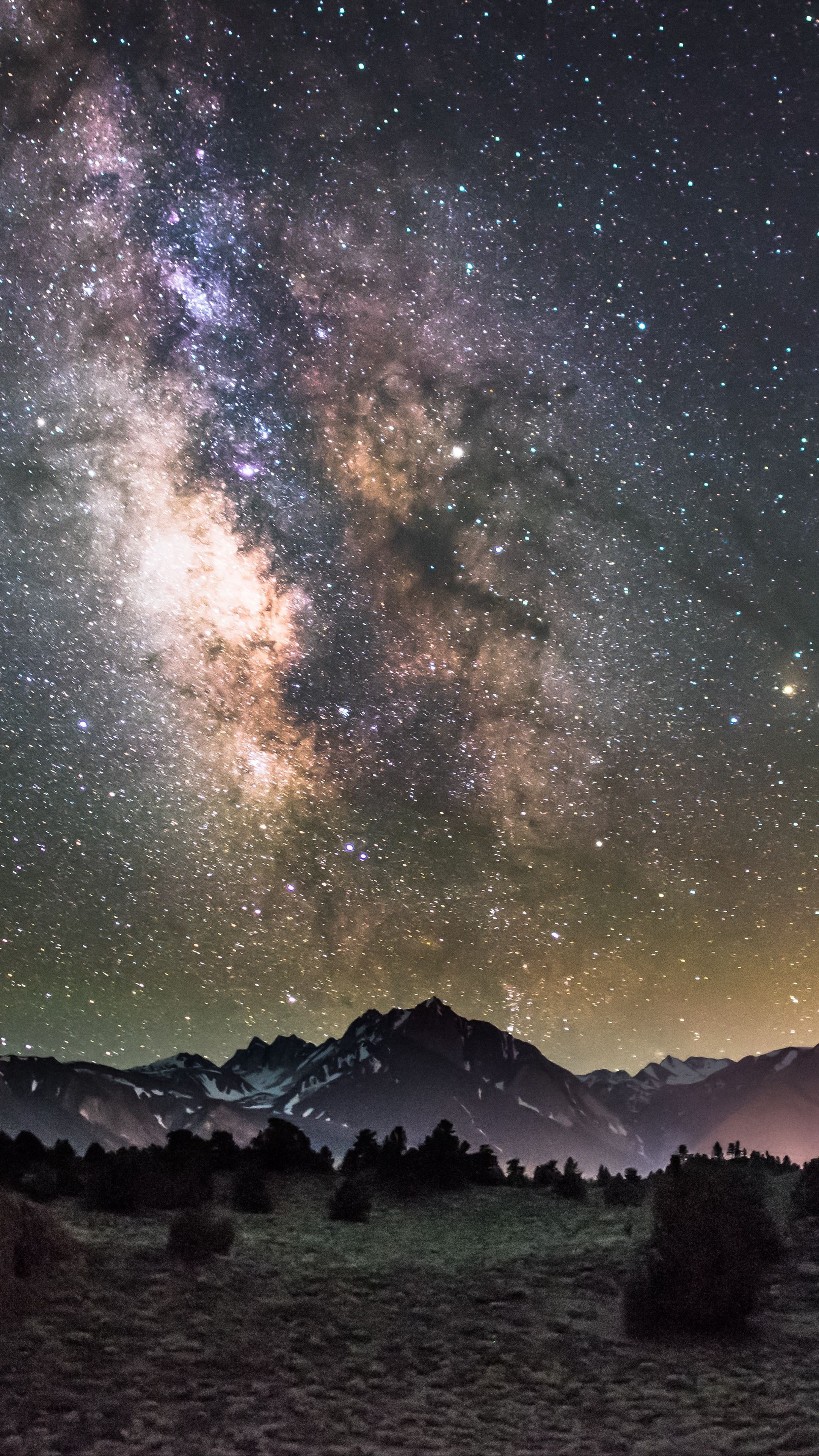 Galaxy Infinity, Sky galaxy, Starry mountains, 4K backgrounds, 2160x3840 4K Phone