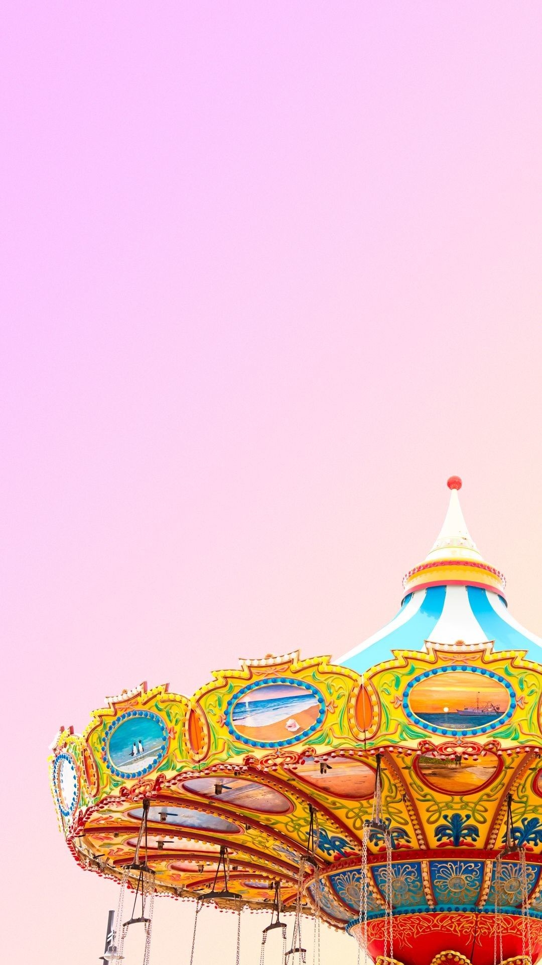 Merry-go-round, Colourful minimal, Beautiful backgrounds, 1080x1920 Full HD Phone