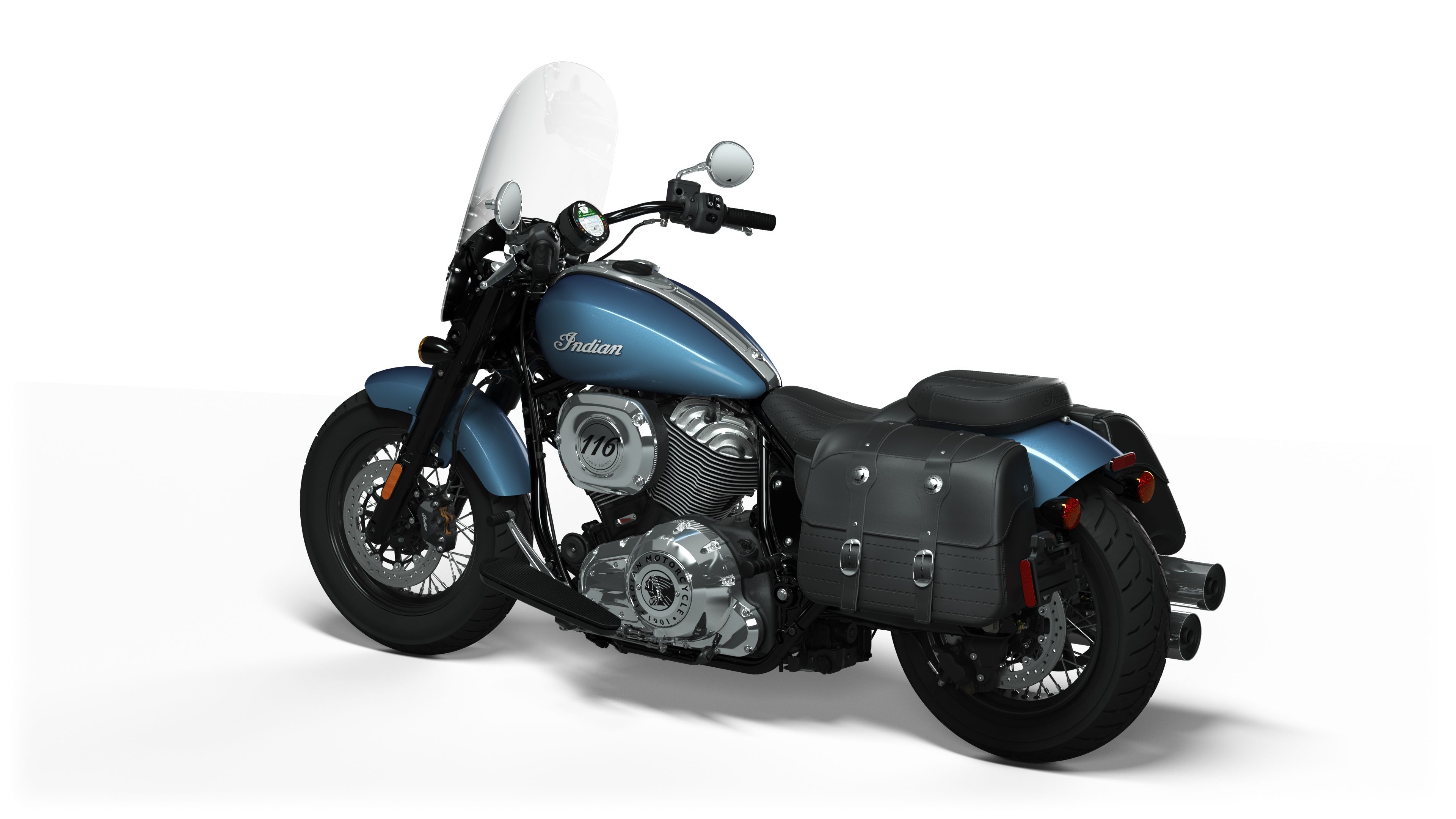 Indian Super Chief, Blue Slate Metallic, 2022 model, Motorcycle magnificence, 3840x2160 4K Desktop