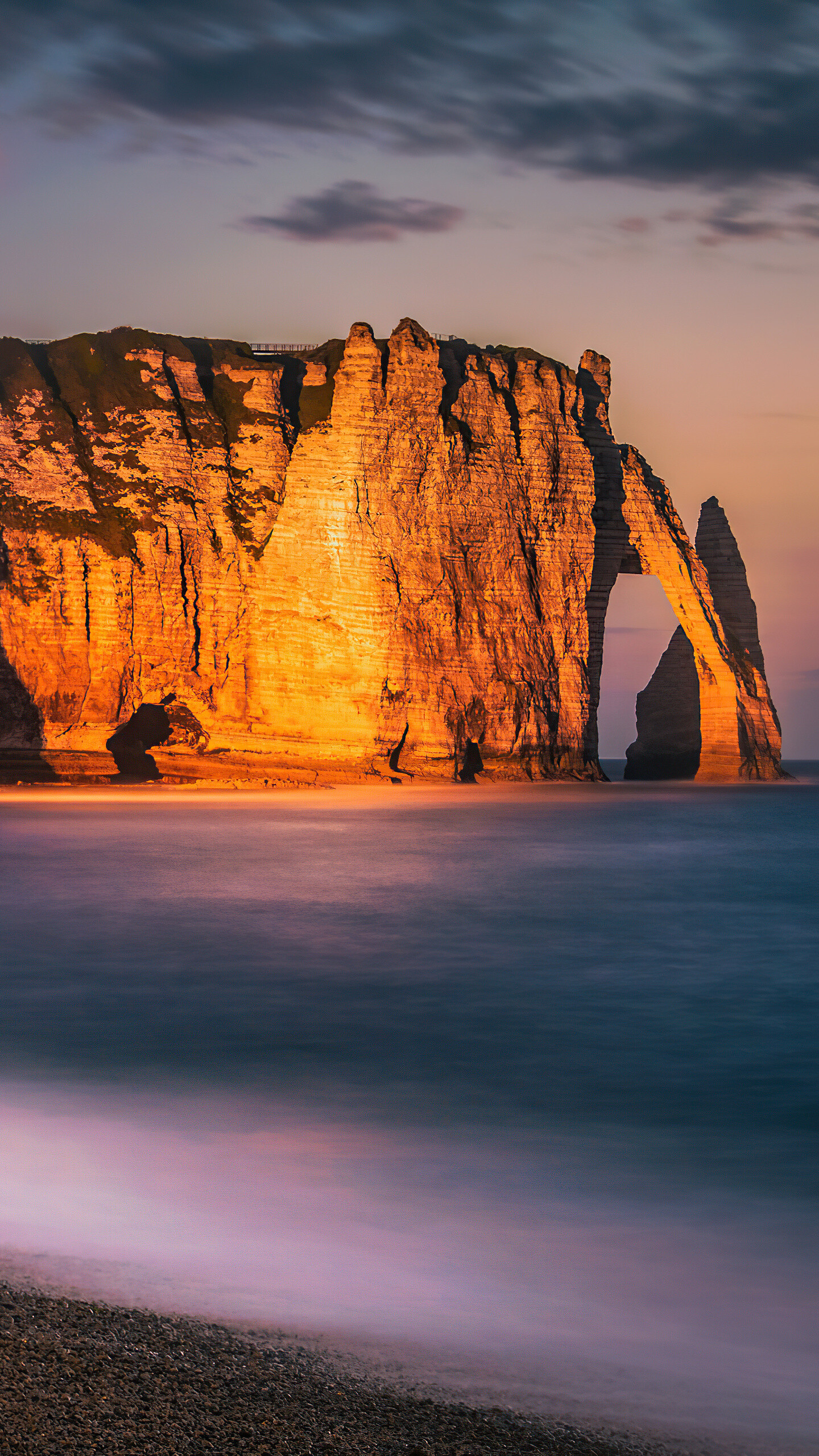 Geology: Etretat Cliff, Northwestern France, Seashore, Coast, Beach. 1440x2560 HD Wallpaper.