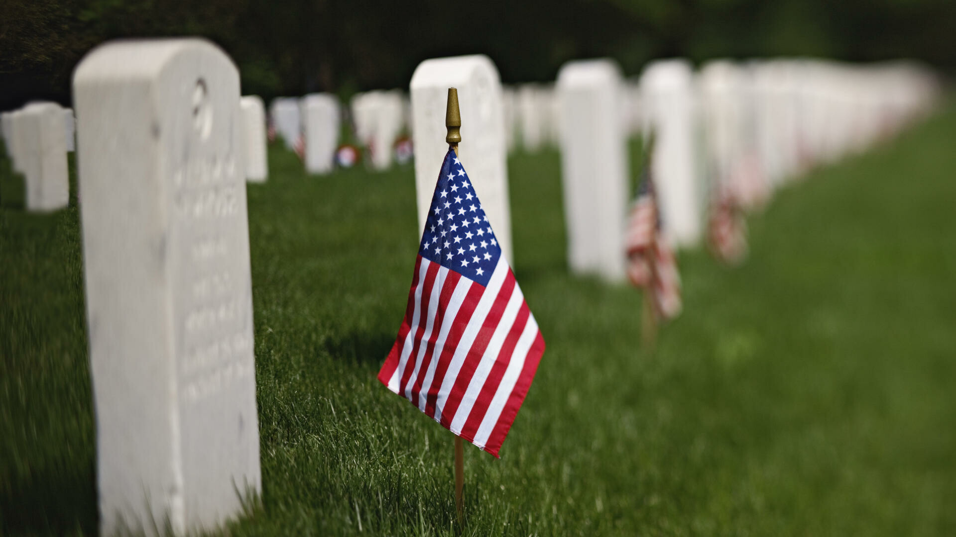 Memorial Day: USA, Grass, Flag, Cemetery, Remembrance. 1920x1080 Full HD Background.