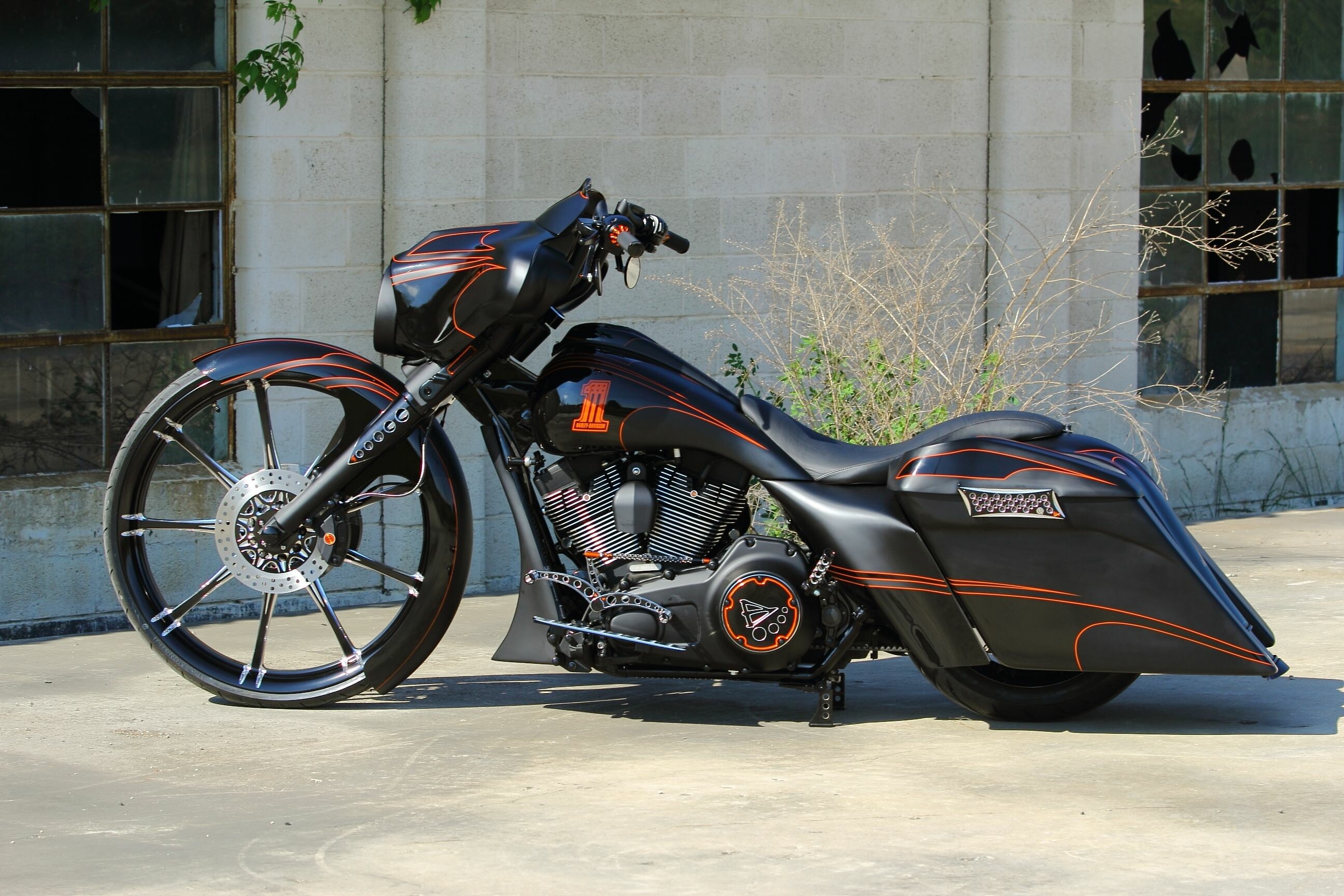 Harley-Davidson Glide: An international motorcycle manufacturing company, 2011 model, Custom bagger. 2600x1730 HD Wallpaper.