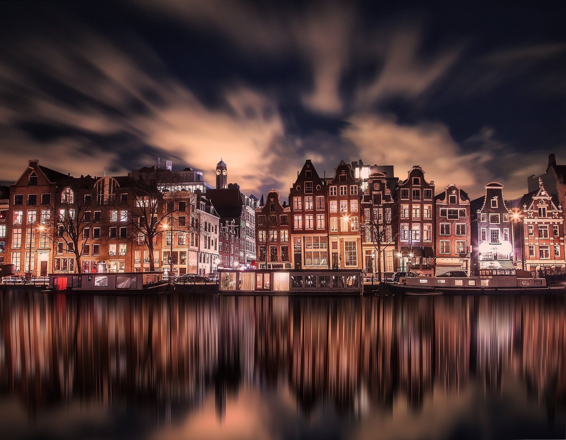 Amsterdam Skyline, Netherlands at night, City lights, Reflections, 1920x1500 HD Desktop