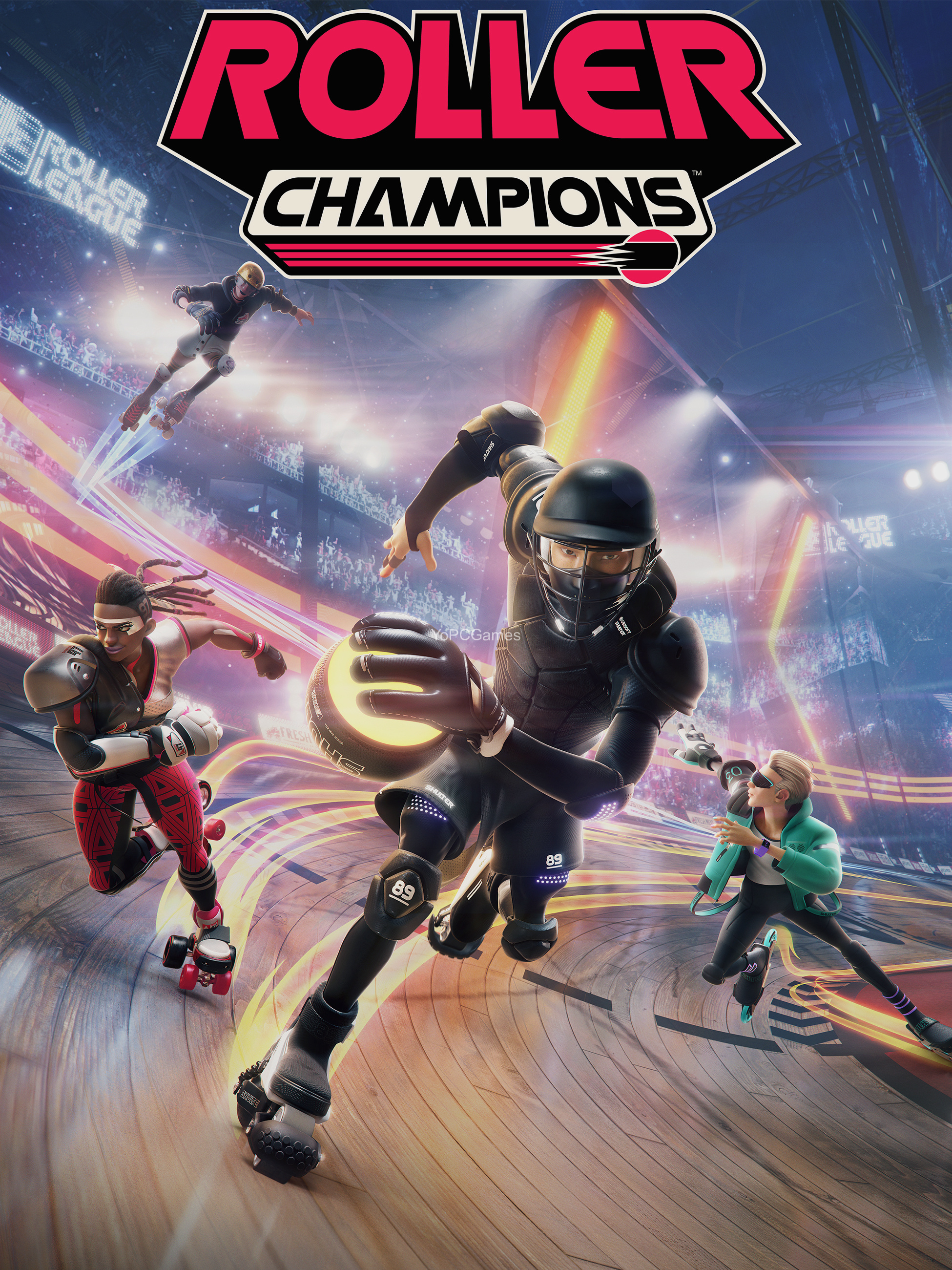 Roller Champions (Game): Two teams of players compete against each other, Throwing a ball into a goal. 1950x2600 HD Wallpaper.