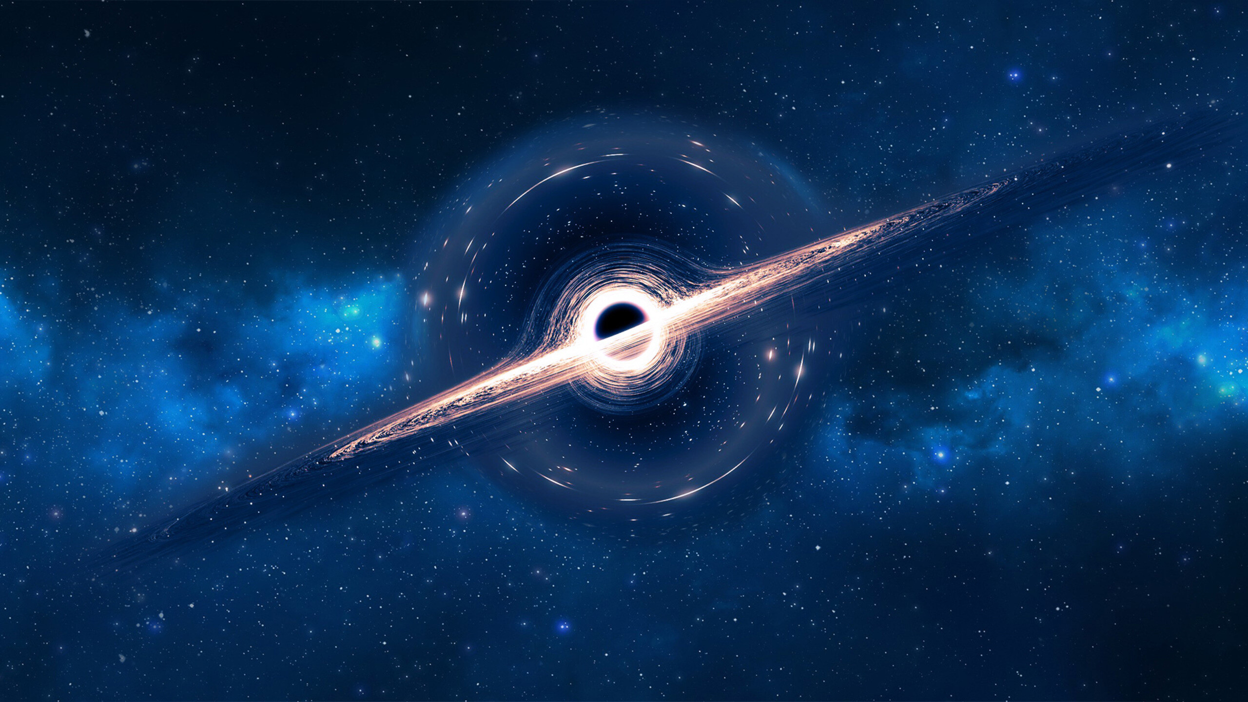 Black Hole: A volume of space, formed from the remains of dead stars, Gravitational fields. 2560x1440 HD Background.