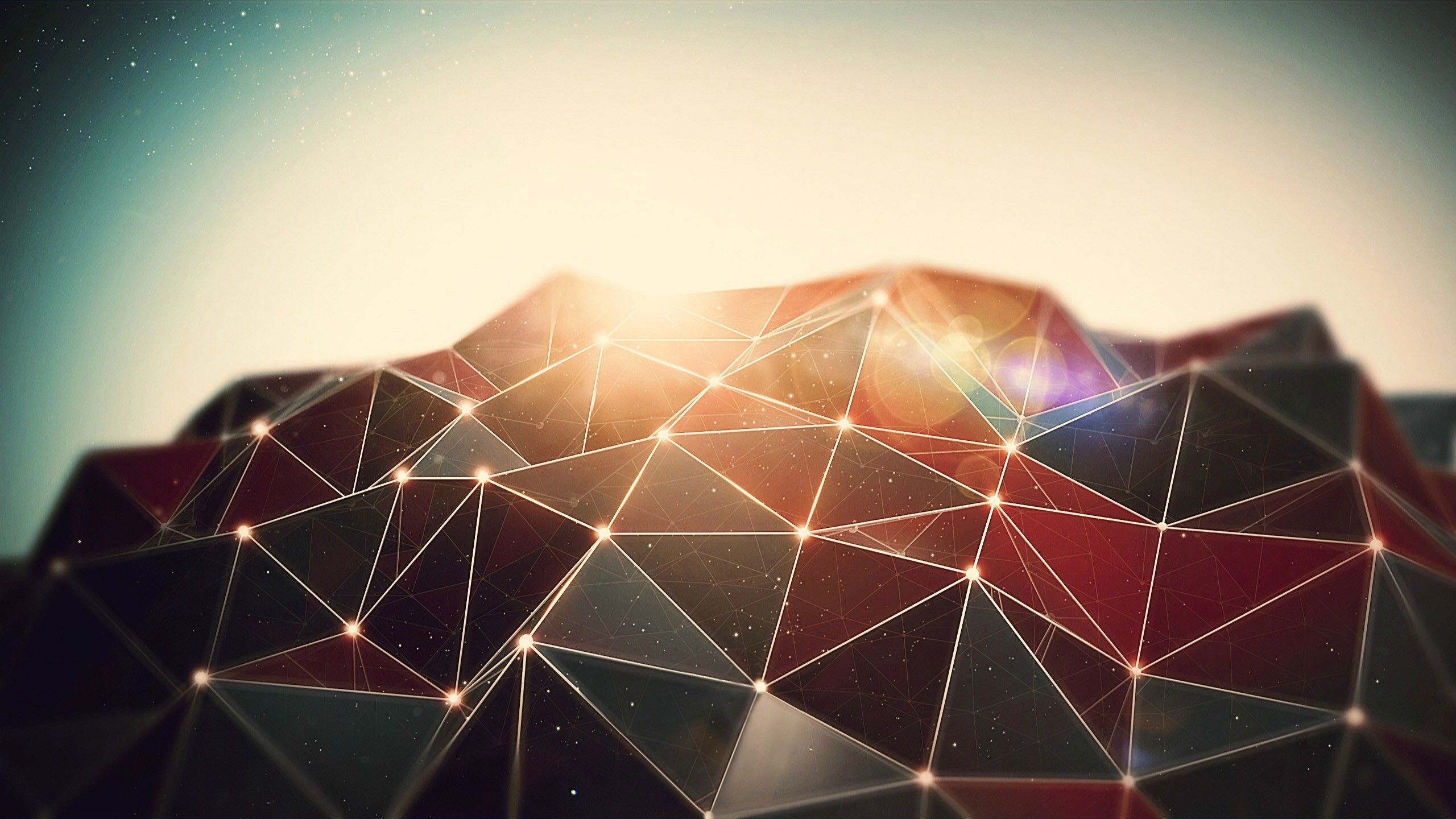 Geometric Abstract: Polygon art, Lines segments, Triangles, Right angles. 2560x1440 HD Wallpaper.