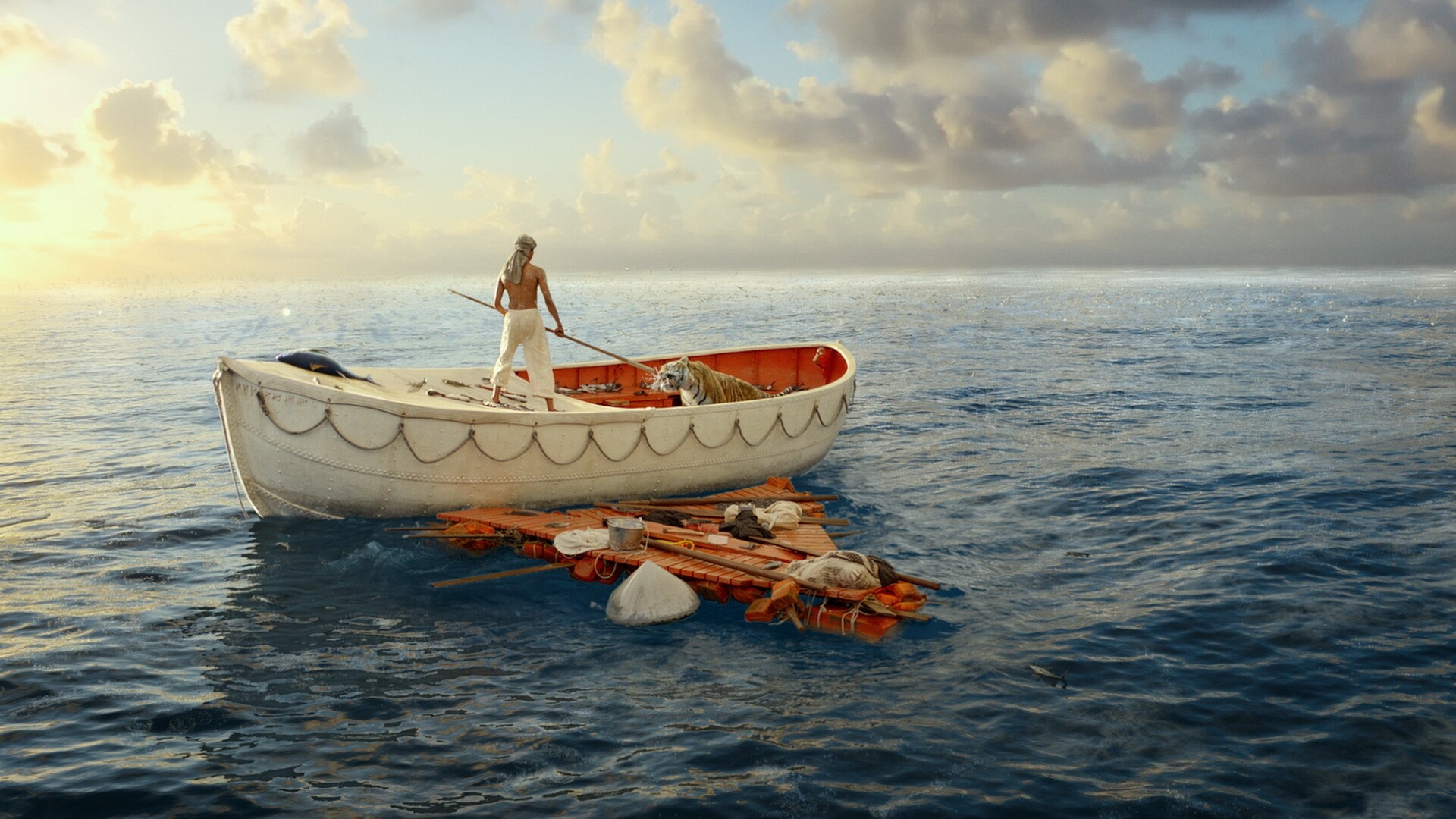 Life of Pi: An exhilarating drama about the mysteries which light up our lives and have no rhyme or reason on their own, the faith that enables us to make a leap into the dark, the teachings of animals, and the powerful instinct we all have for survival. 1920x1080 Full HD Background.